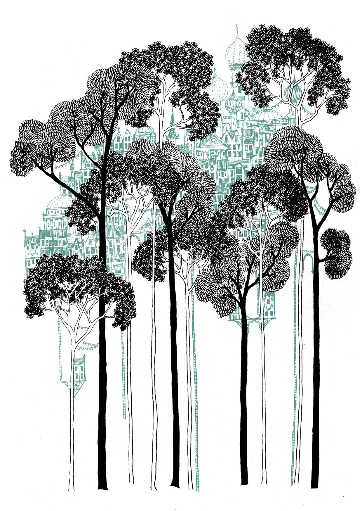 Detailed city illustration based on the book Invisible cities