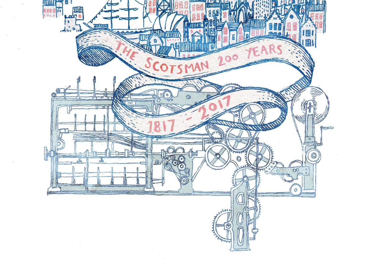 Detail of Scotland map illustration commissioned by the Scotsman