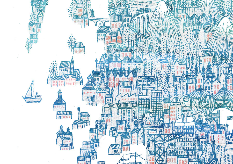 Detail of Scotland map illustration commissioned by the Scotsman
