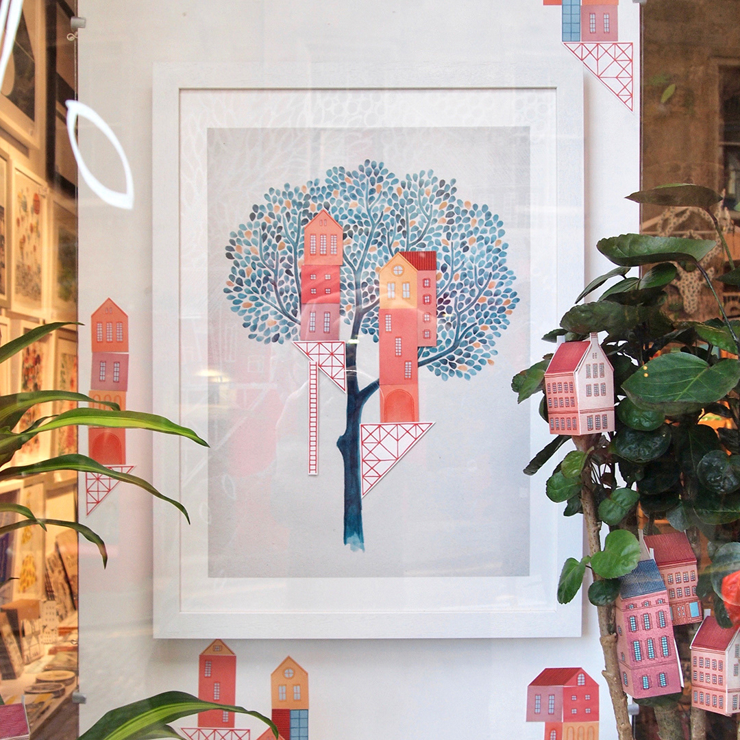 Detail of special edition print as part of window exhibition