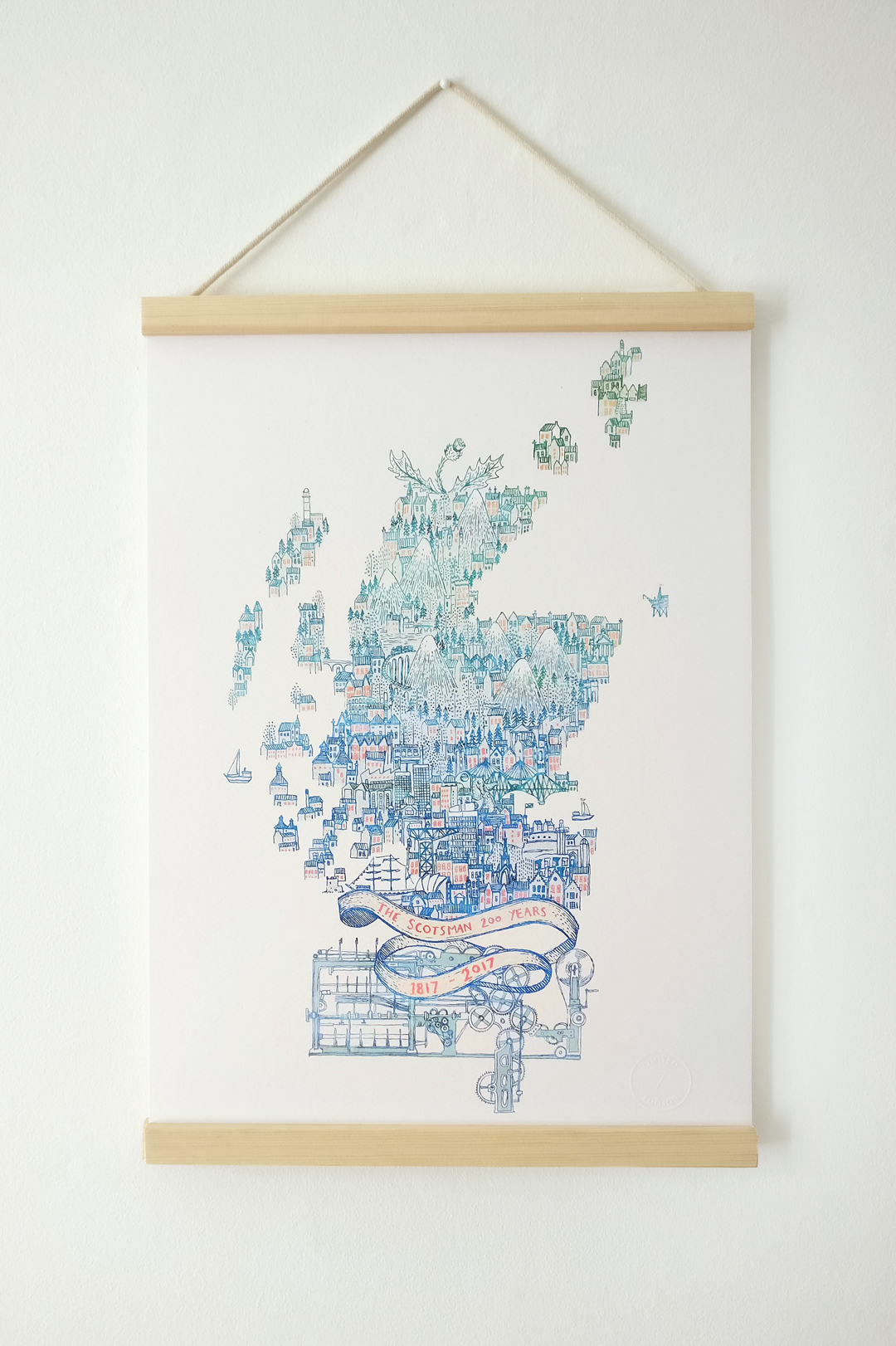 Framed print of Scotland map illustration
