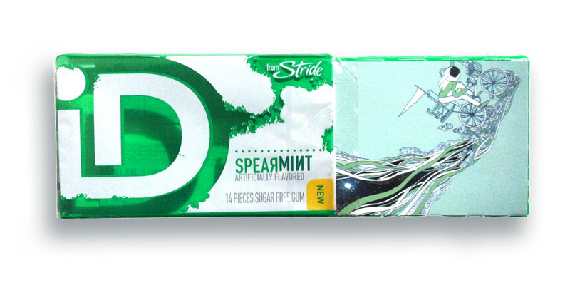 Artwork by David Fleck on Spearmint gum packaging