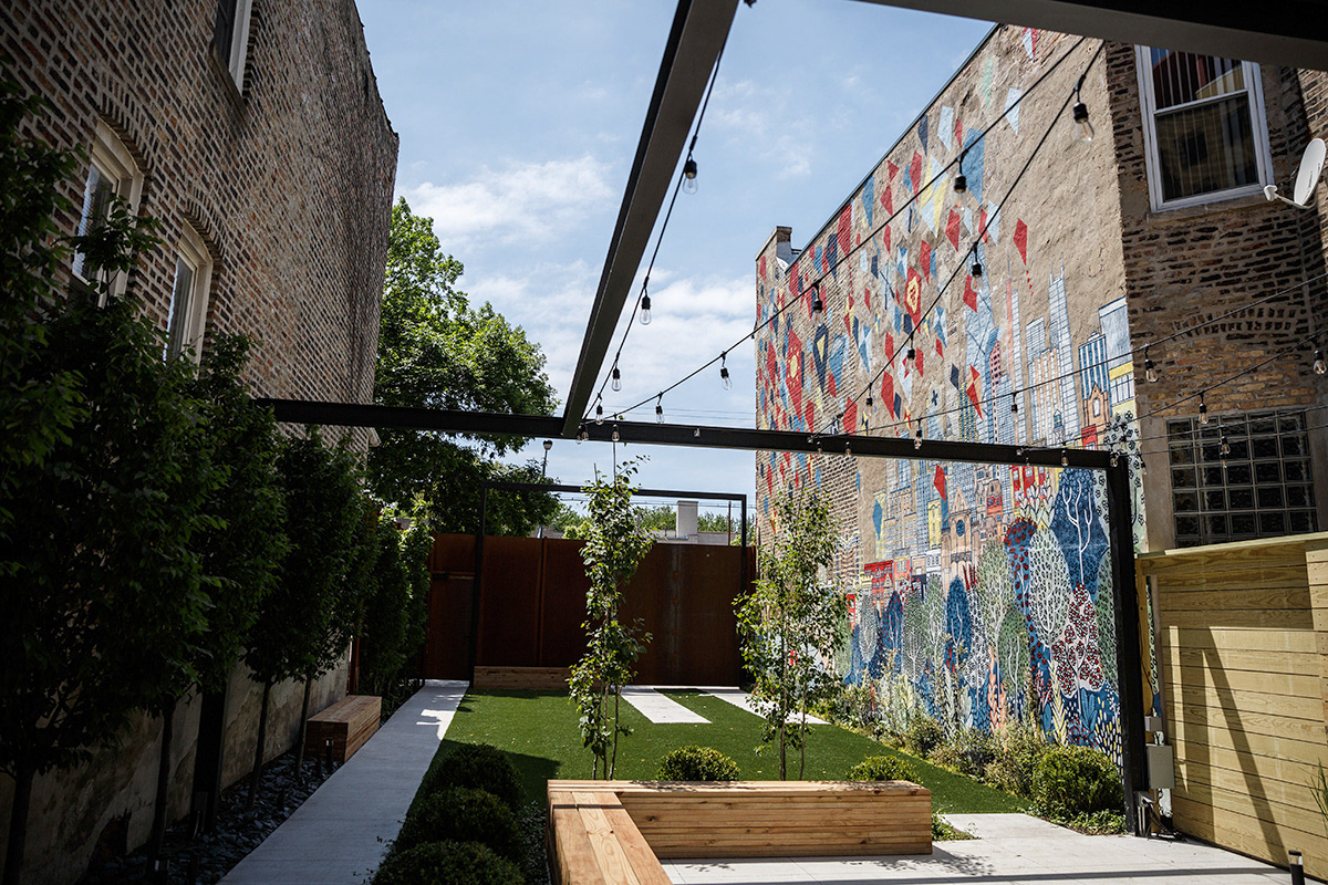 The Edgewater mural, as part of the Lytle House community event space