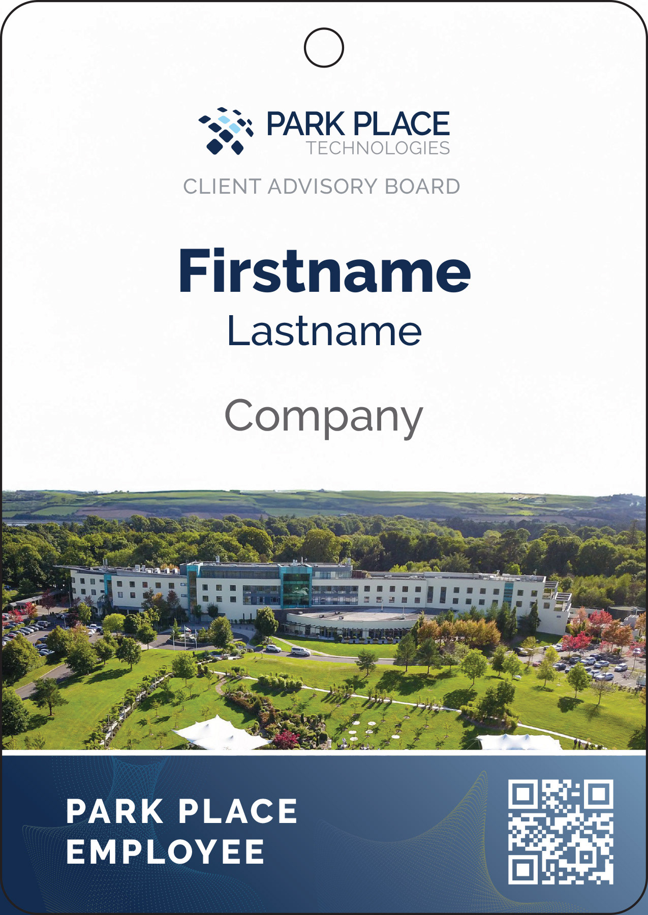 Employee badge template for company networking event.