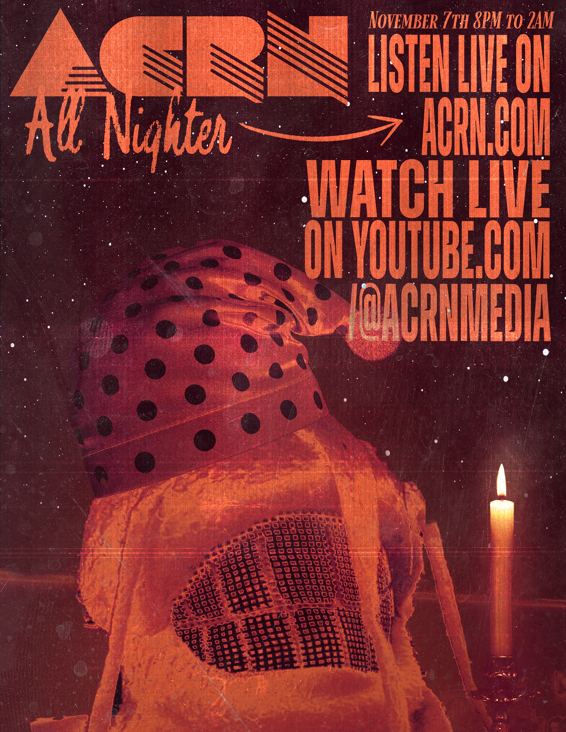 Poster designed for all nighter stream 2025.