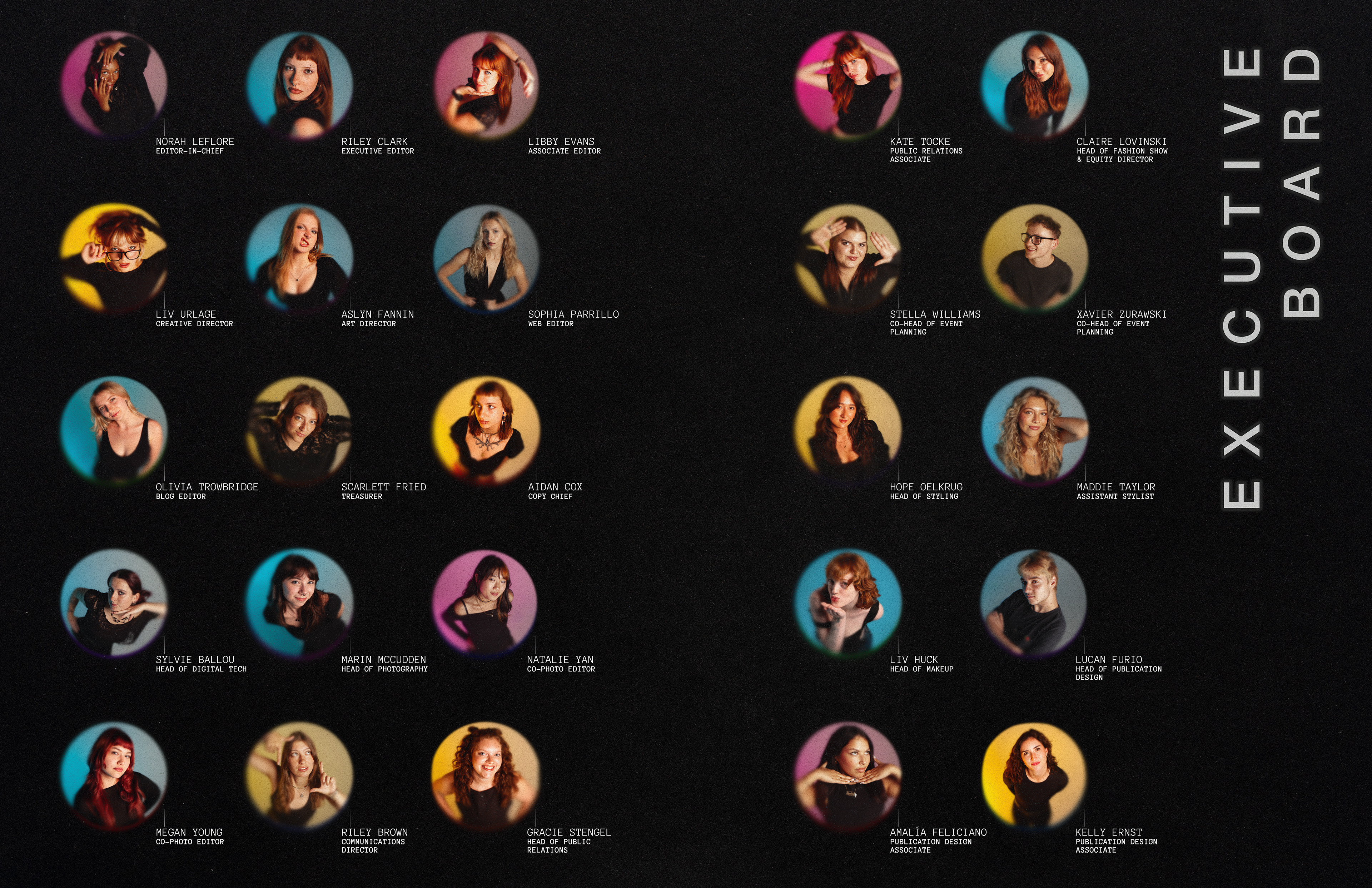 Executive board spread for Fall 2025 issue.