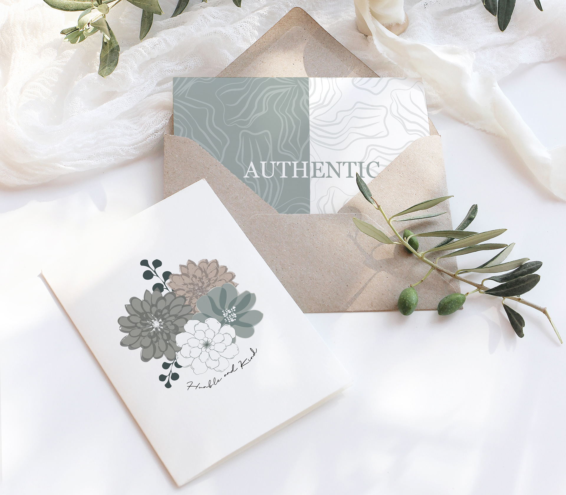 Notecards showcasing Blooming Blossom & Thoughtful