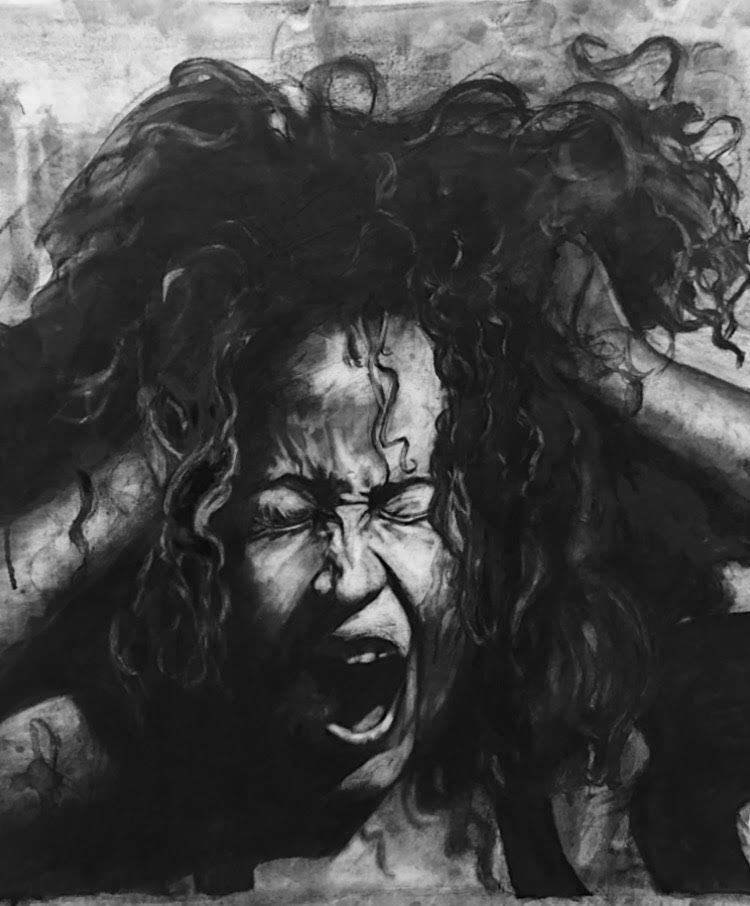 Close Up of Charcoal Portrait
