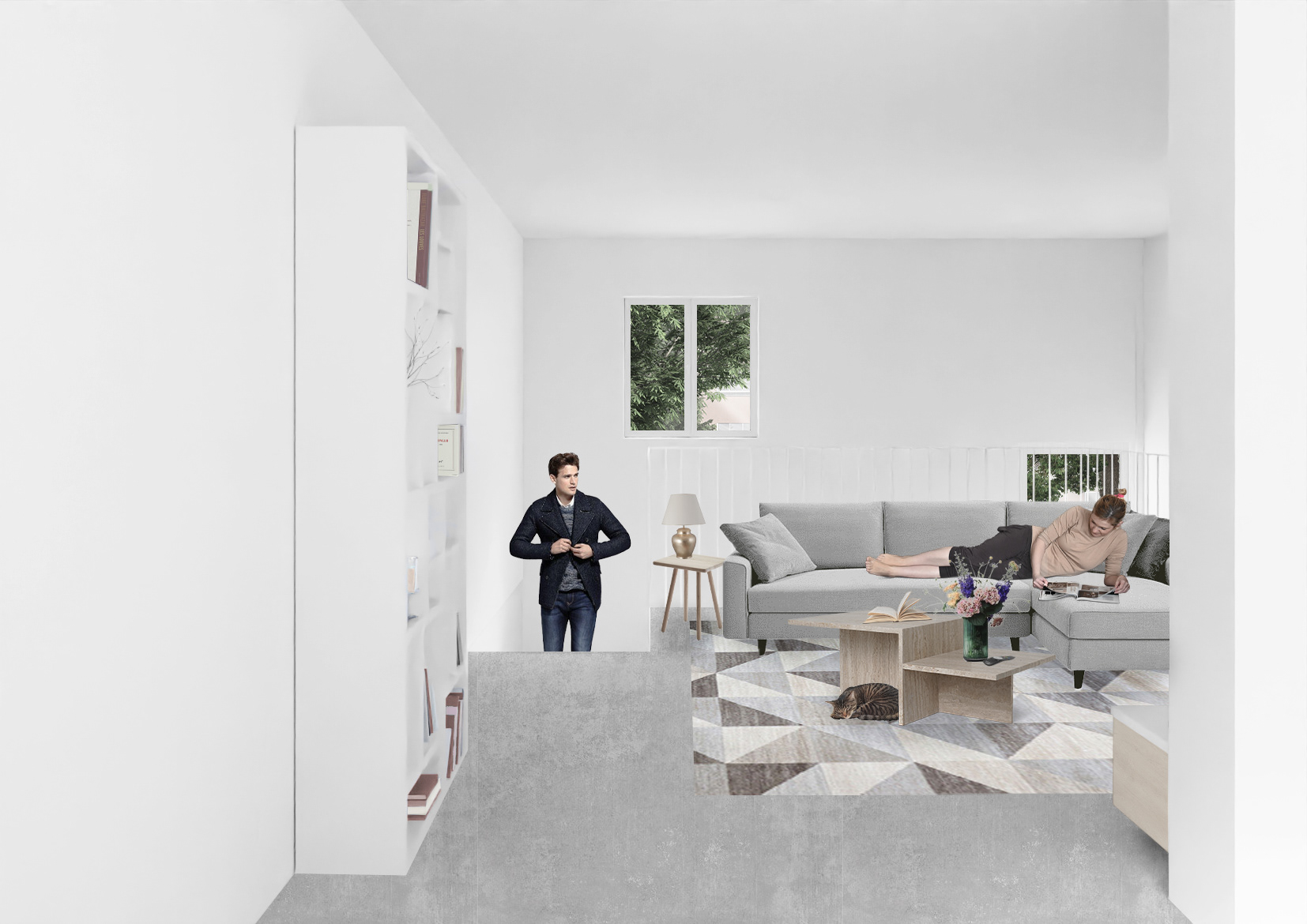 Vue du salon d'un duplex