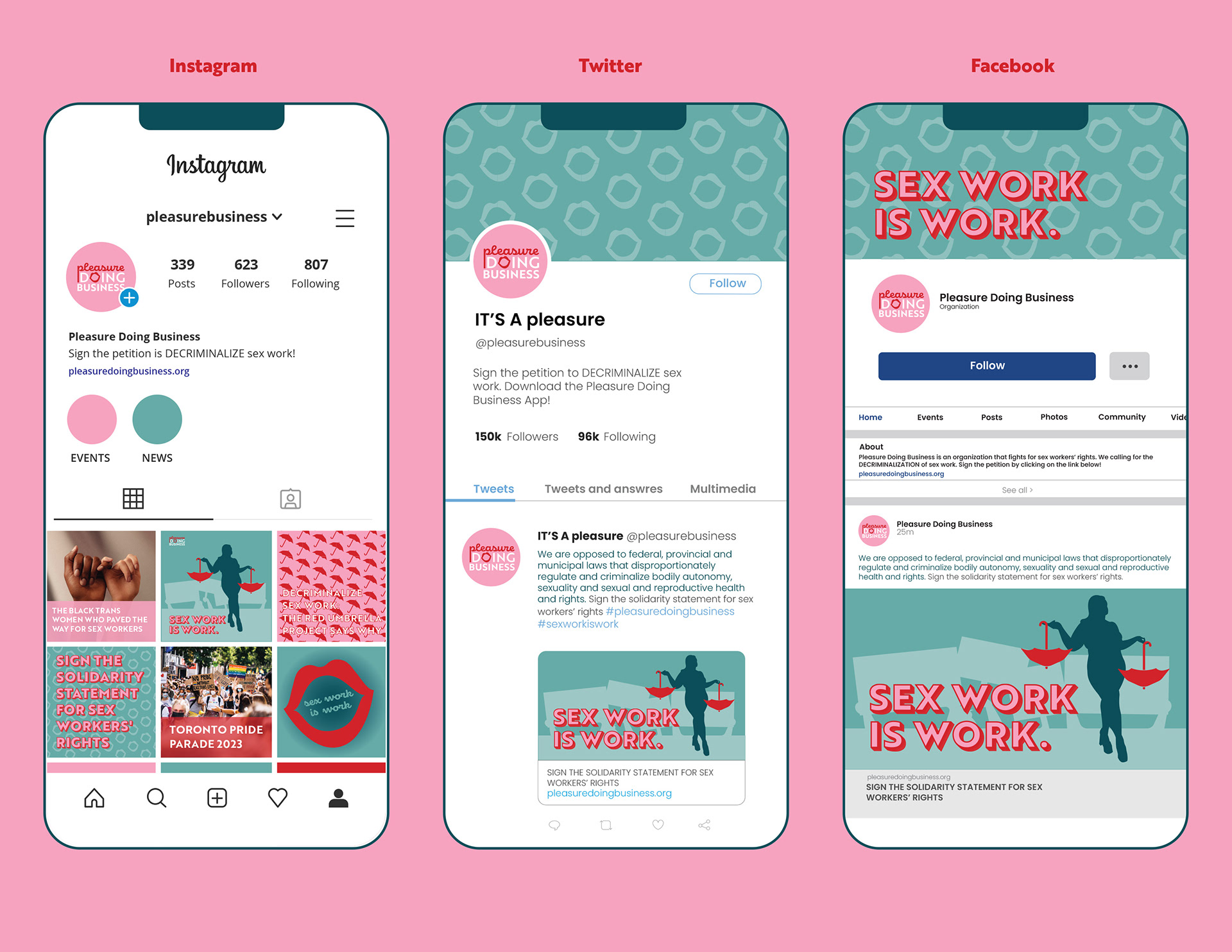 Pleasure Doing Business social media branding.