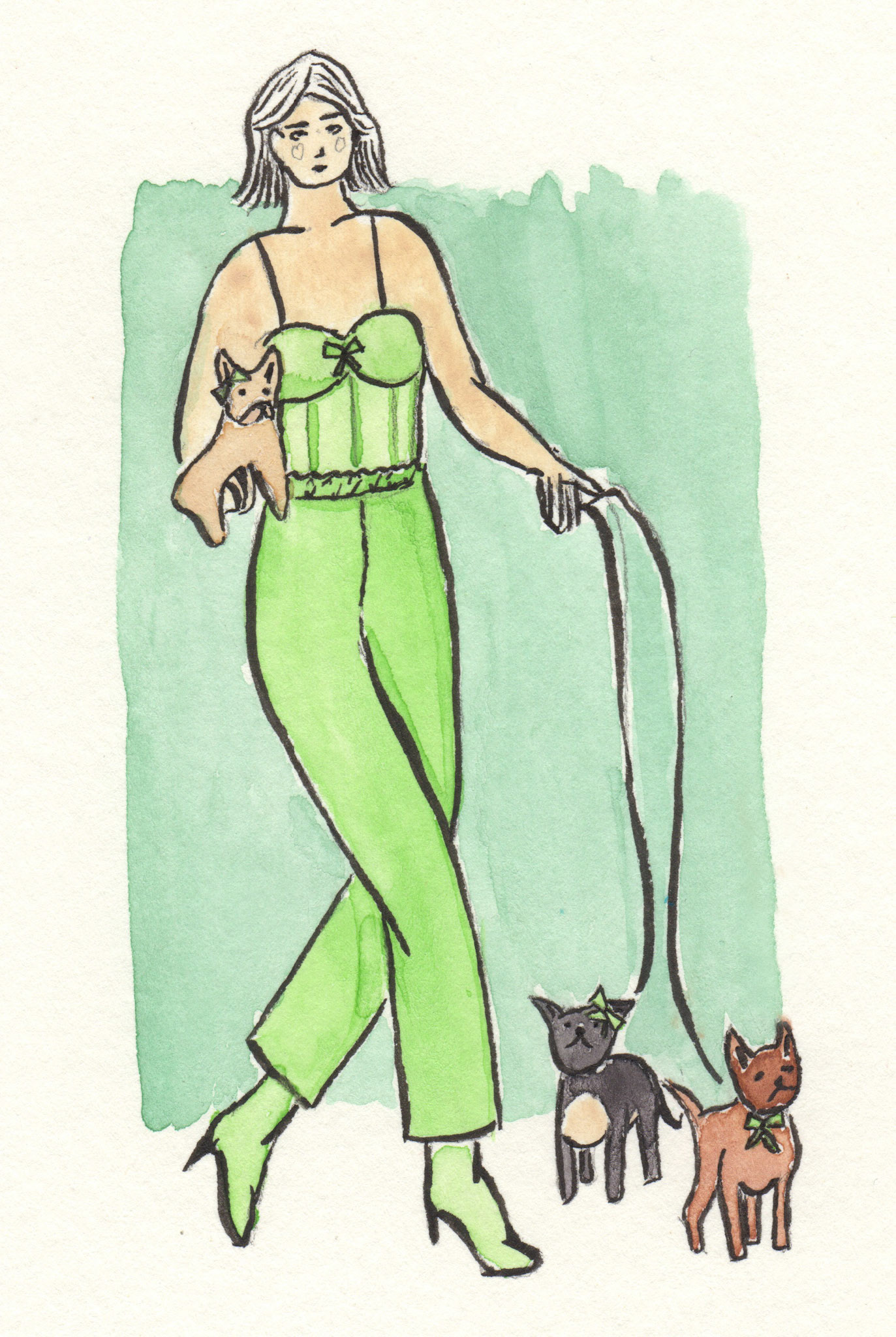 Chic Paw-sse—2024—WaterColor—3.5"x5"