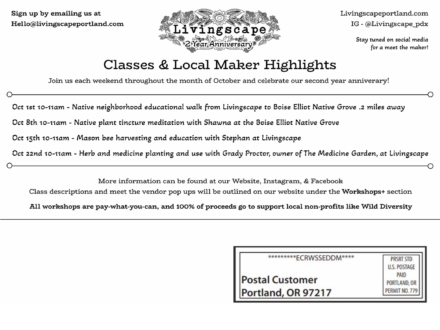 Livingscape Plant Nursery - Mailout Back