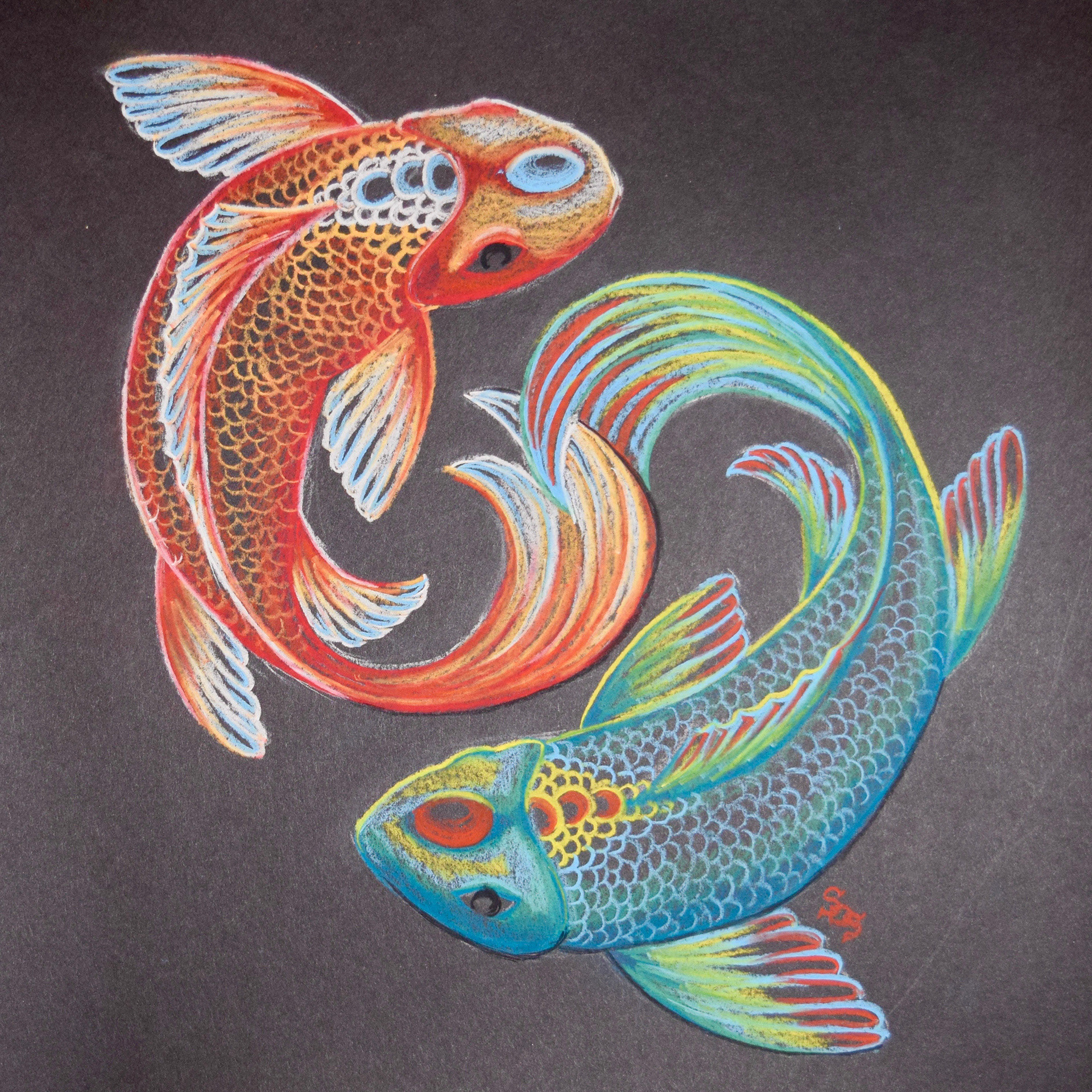 Private Commission - Pastel on Black Paper