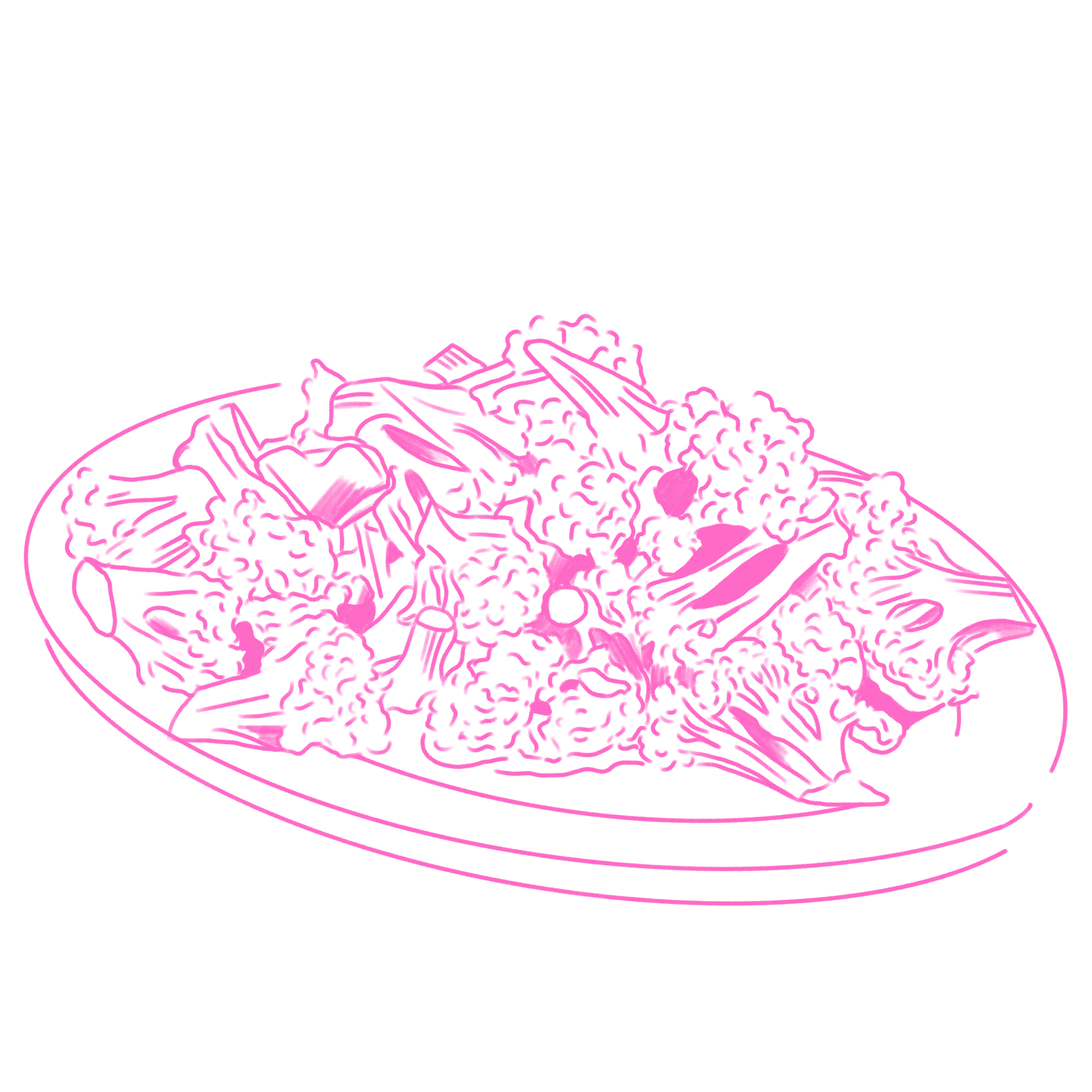 Illustration of garlic broccoli stir fry