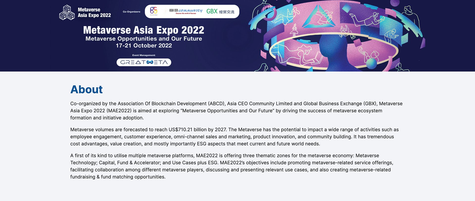 Key illustration as header of Metaverse Asia Expo website