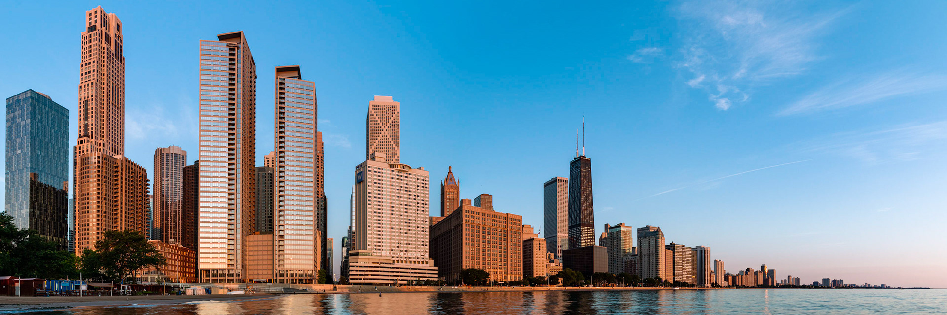 Chicago skyline, shot during sunrise