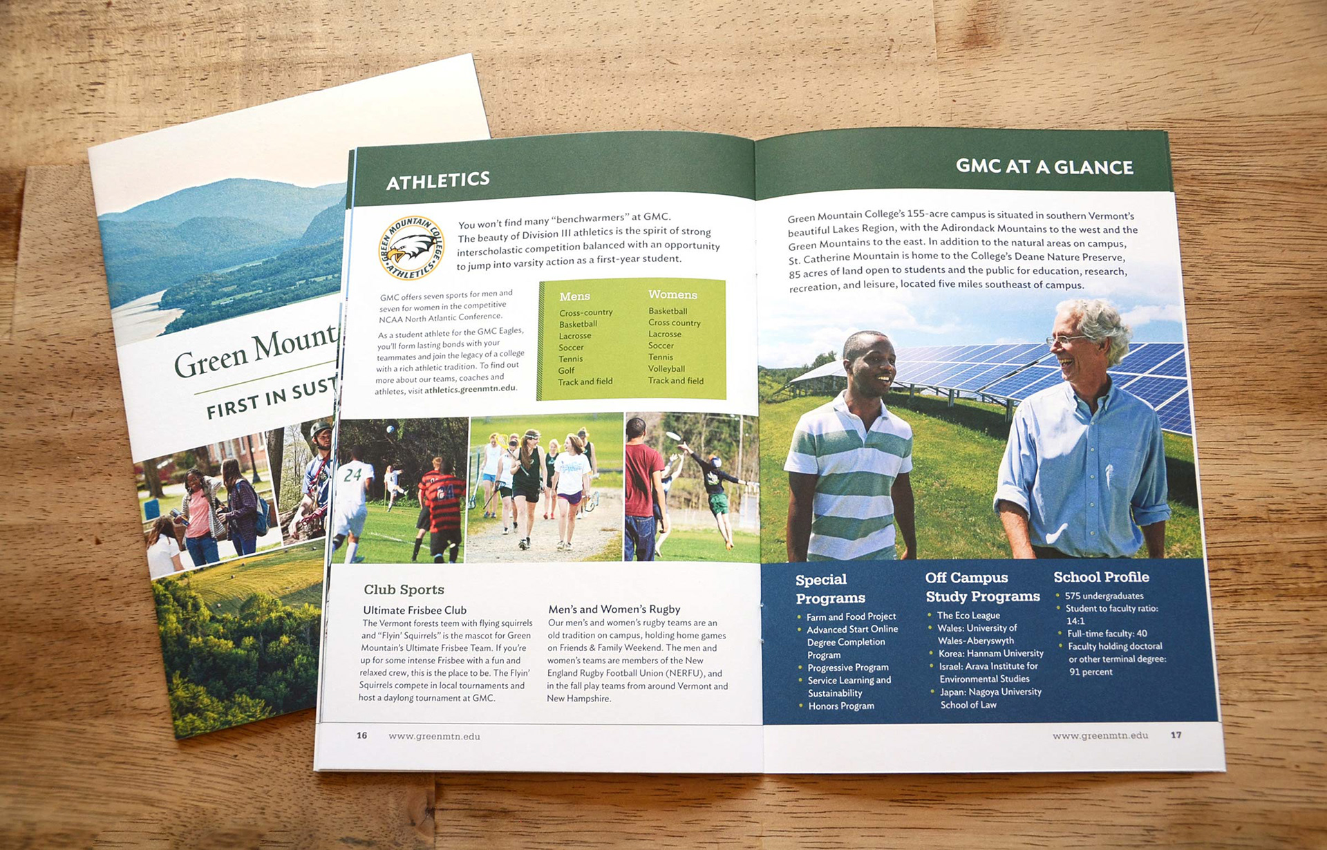 Green Mountain College admissions viewbook designed by Christina Ryan