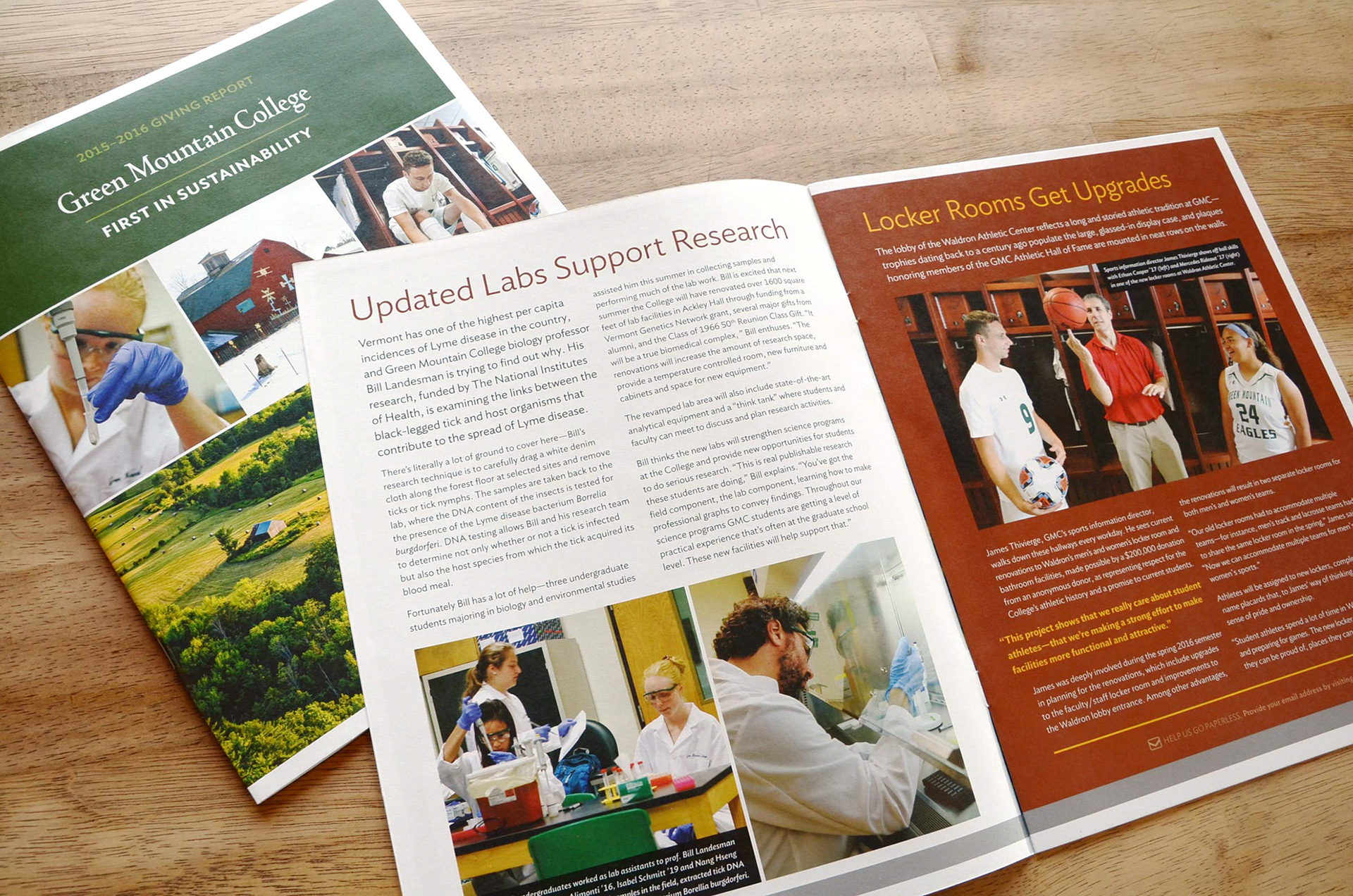 Annual Giving Report for Green Mountain College, designed by Christina Ryan