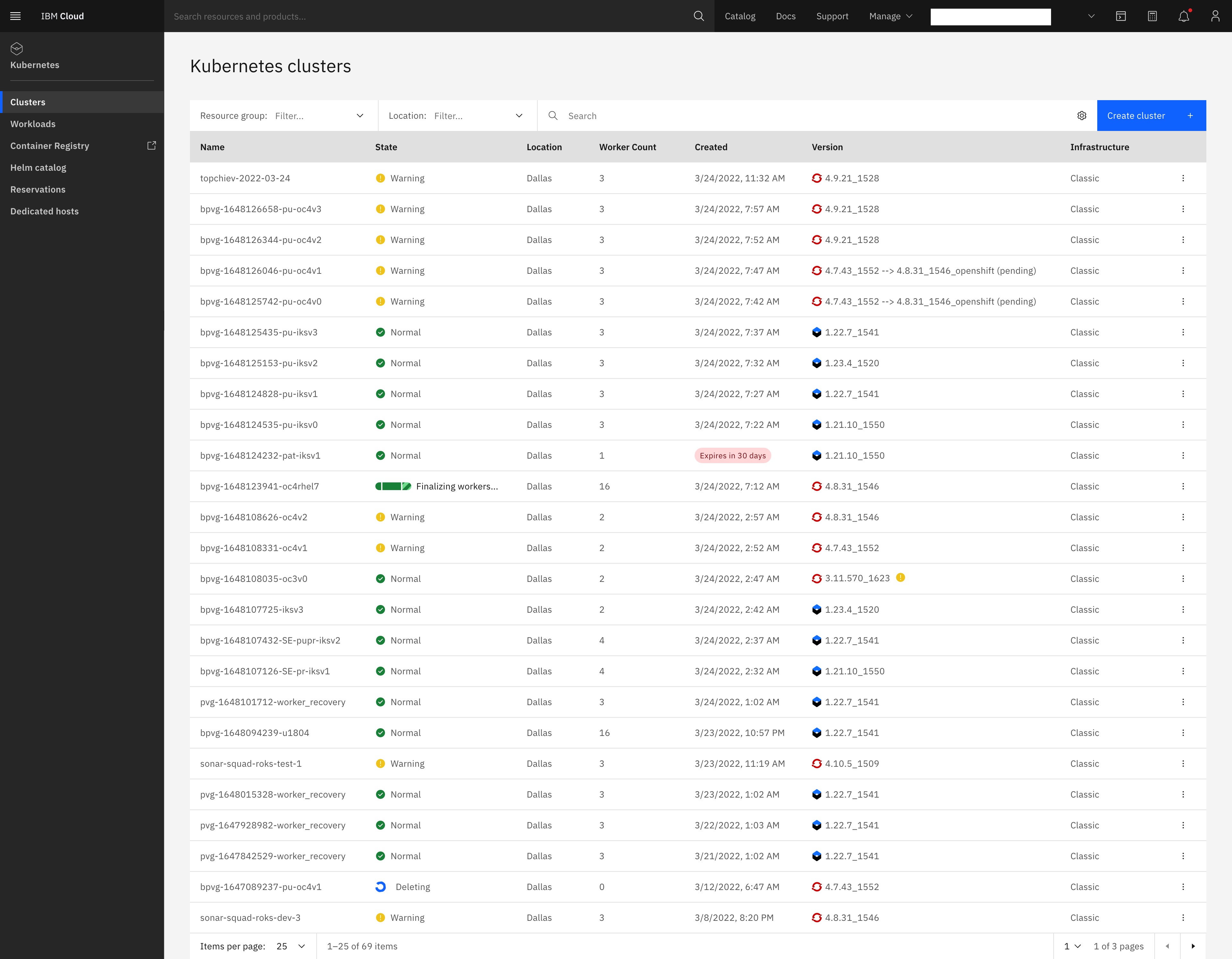 Managing multiple clusters