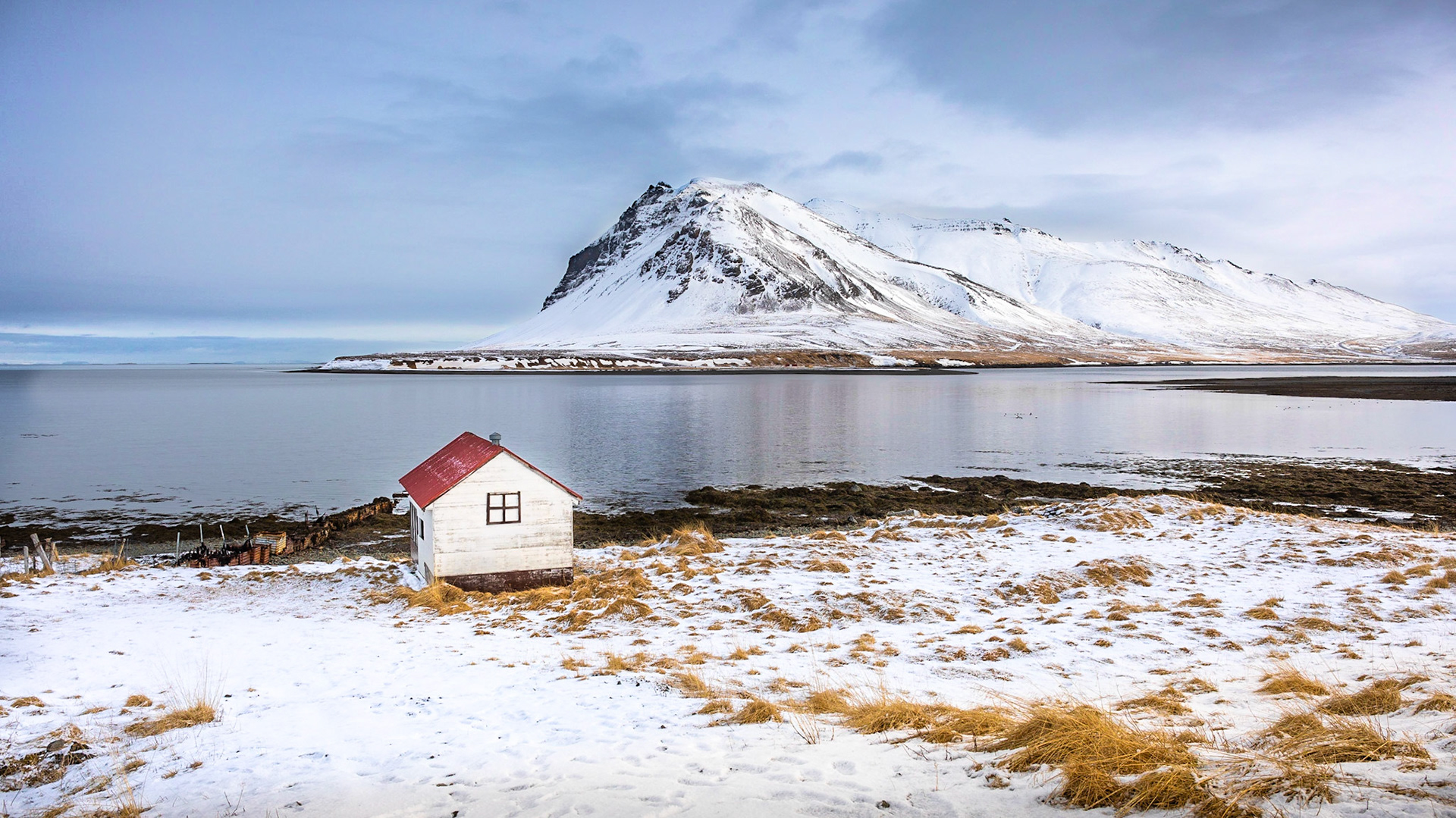 A fisherman house in winter, Snaefellsnes Peninsula, Iceland