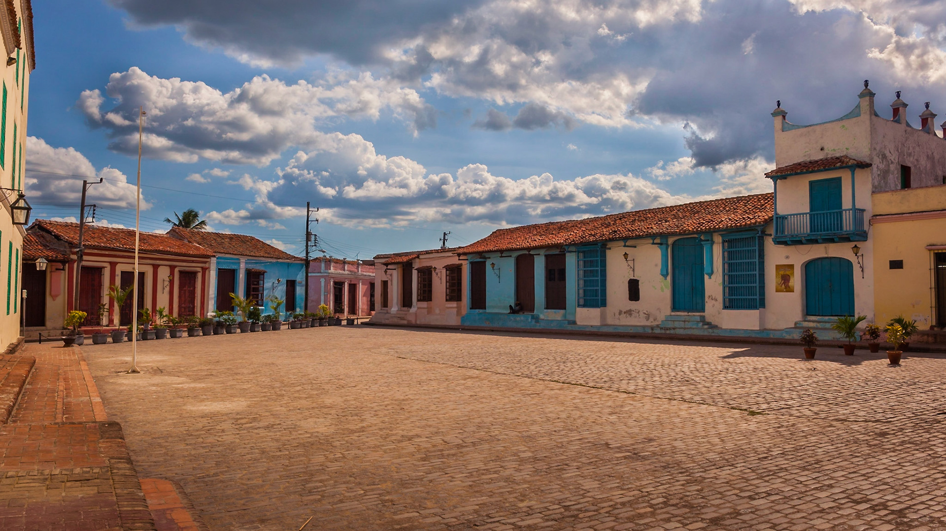 San Juan de Dios square with colorful colonial houses, Camaguey, Cuba