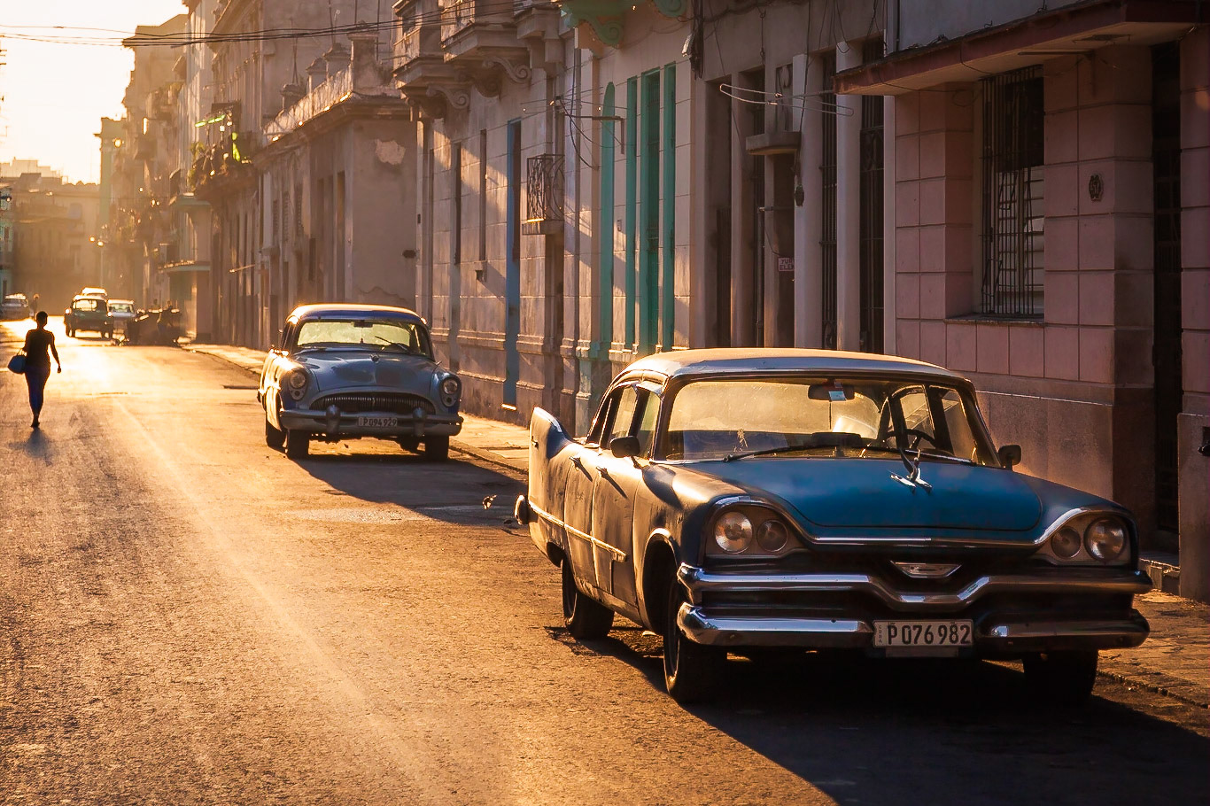 Vintage cars and colonial buildings in Centro Havana, Havana, Cuba