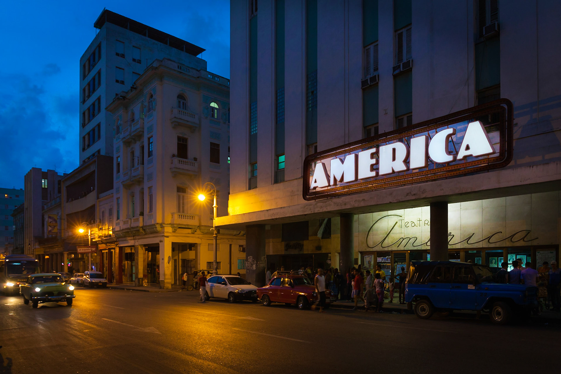 America Theater at dusk, Centro Havana, Cuba