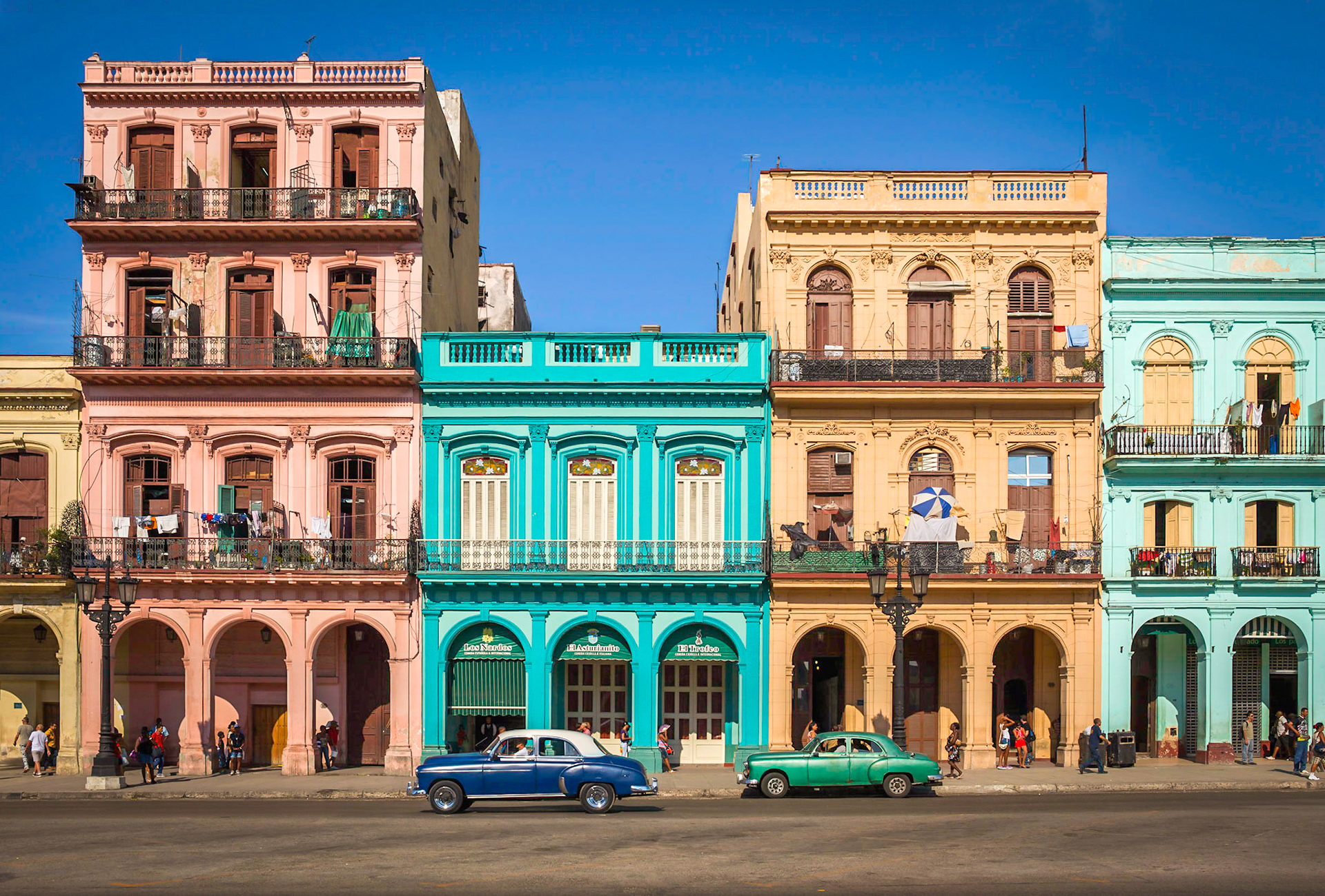 Colorful colonial buildings, Havana, Cuba