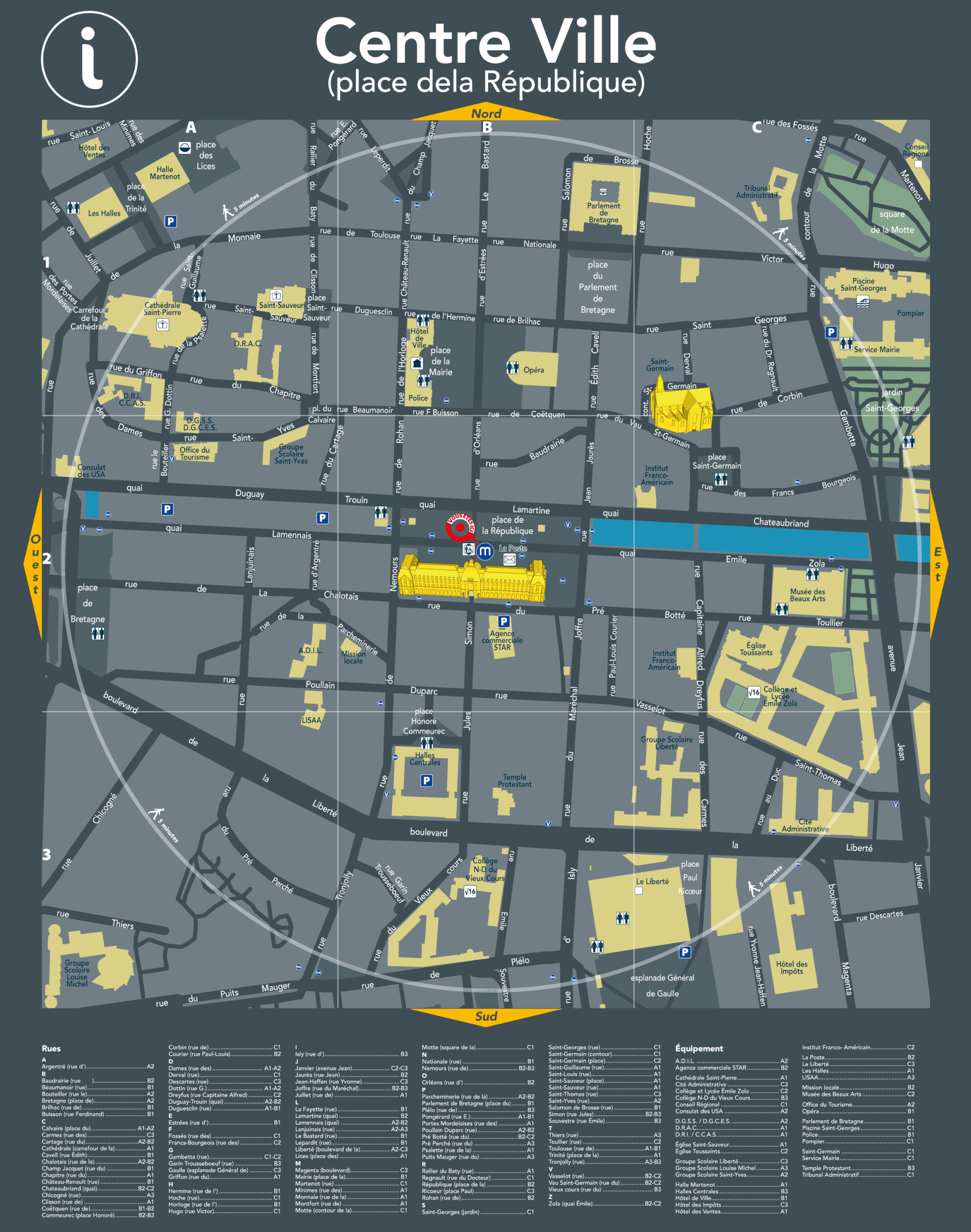 Rennes - Plan du centre-ville