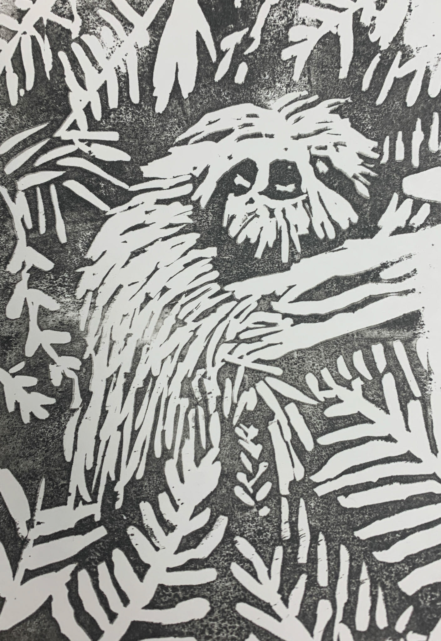 lino cut carved from reference