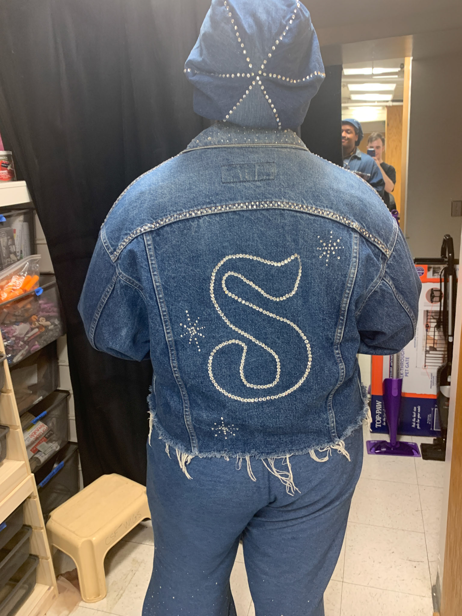 Bedazzled jean Jacket and cap