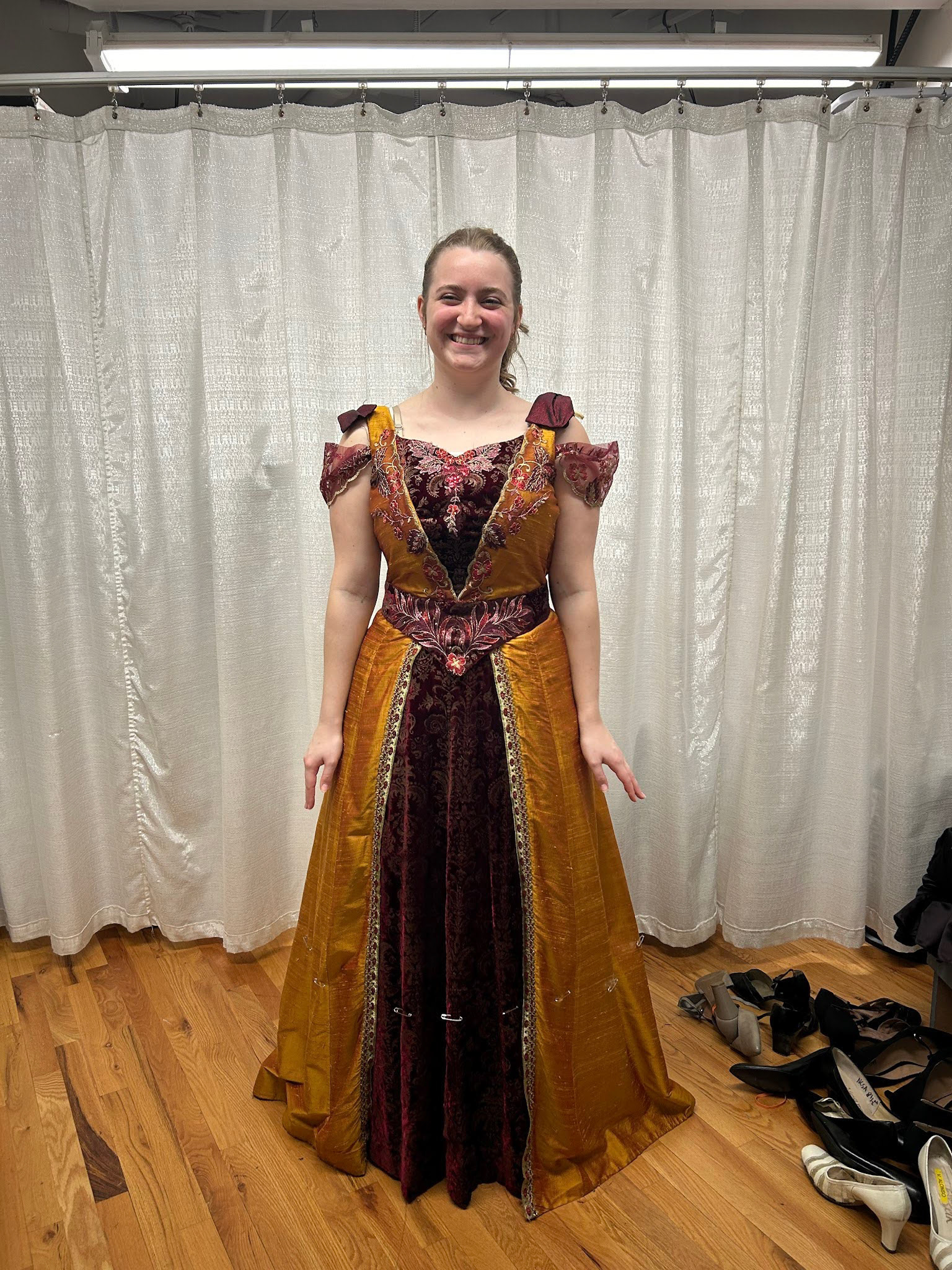 Silk Dupioni dress brought in and hemmed