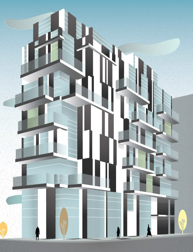 Building design in tel aviv - Digital illustration