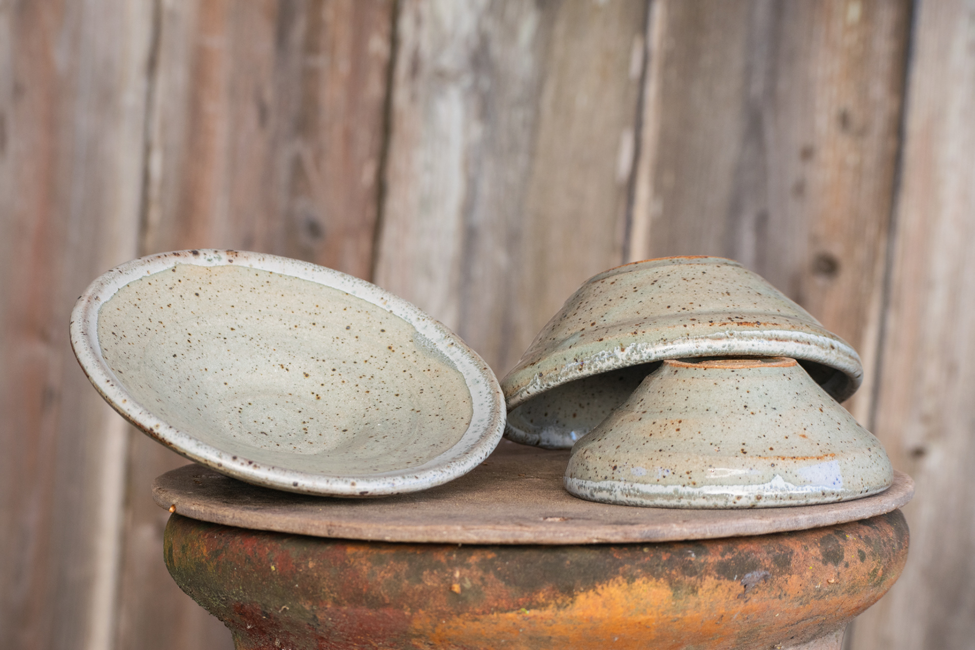 Celadon Bowls W/ Grey Trim 4