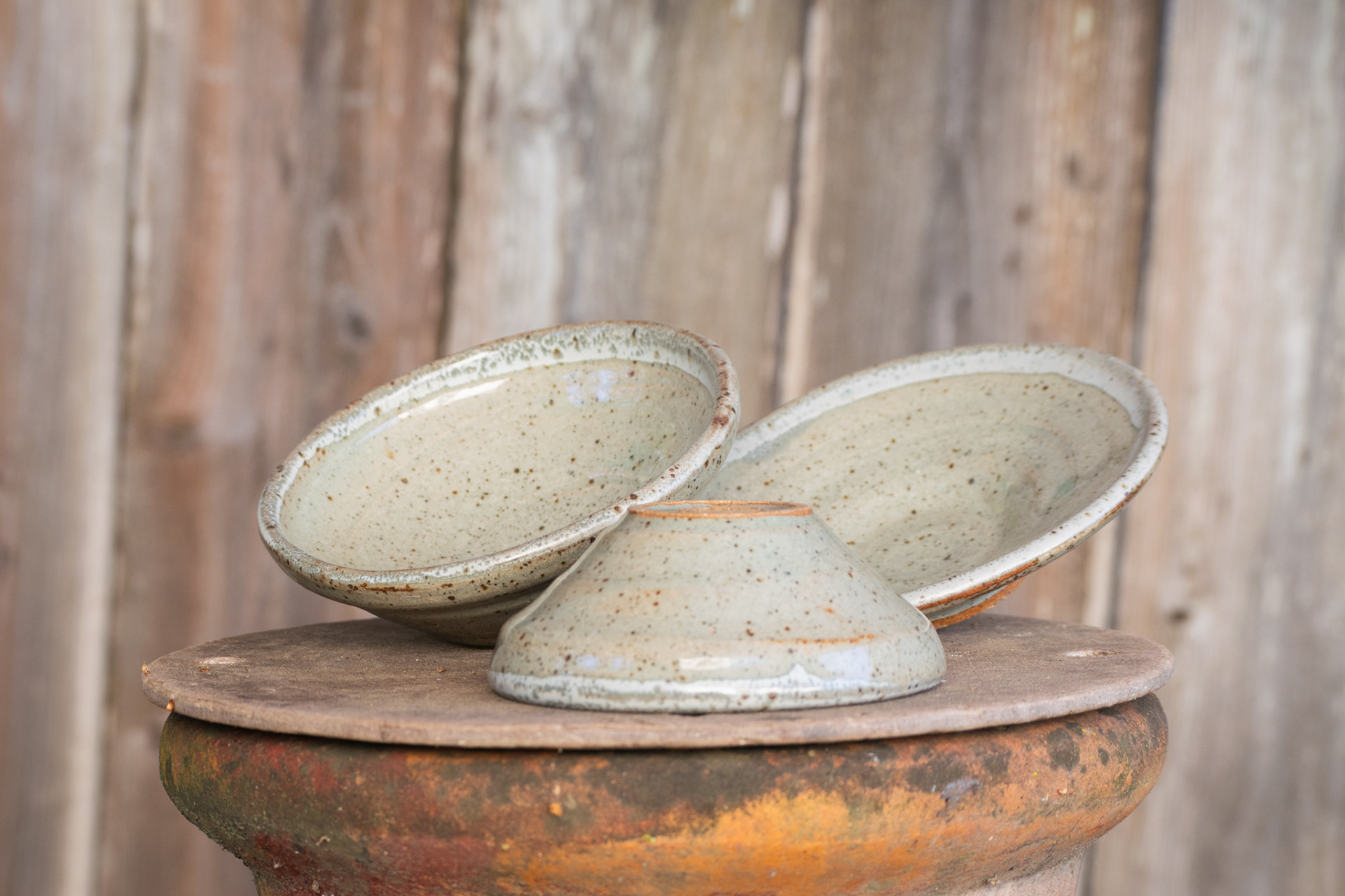 Celadon Bowls W/ Grey Trim 3
