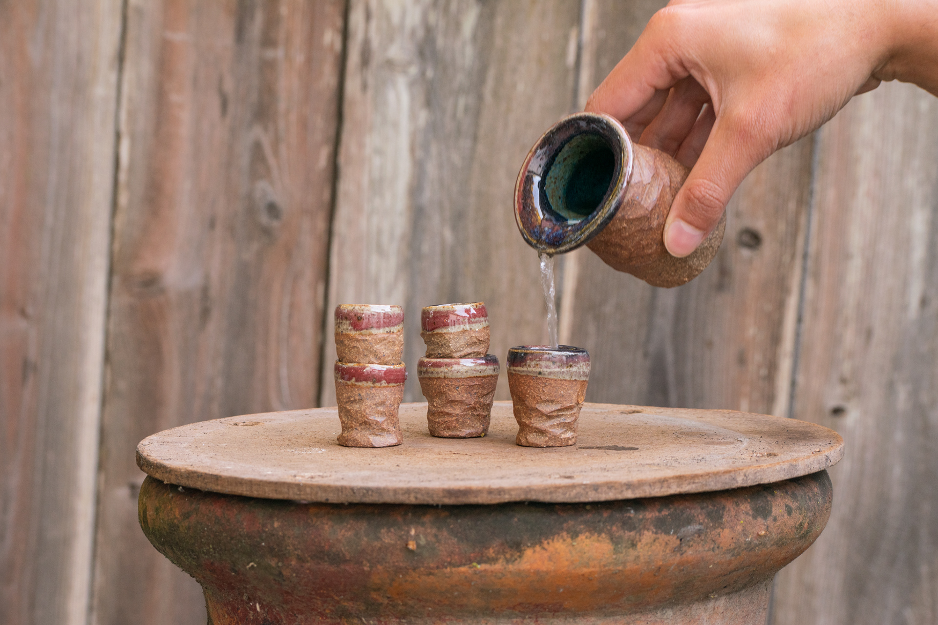 Carved Rockface Pitcher Set 2