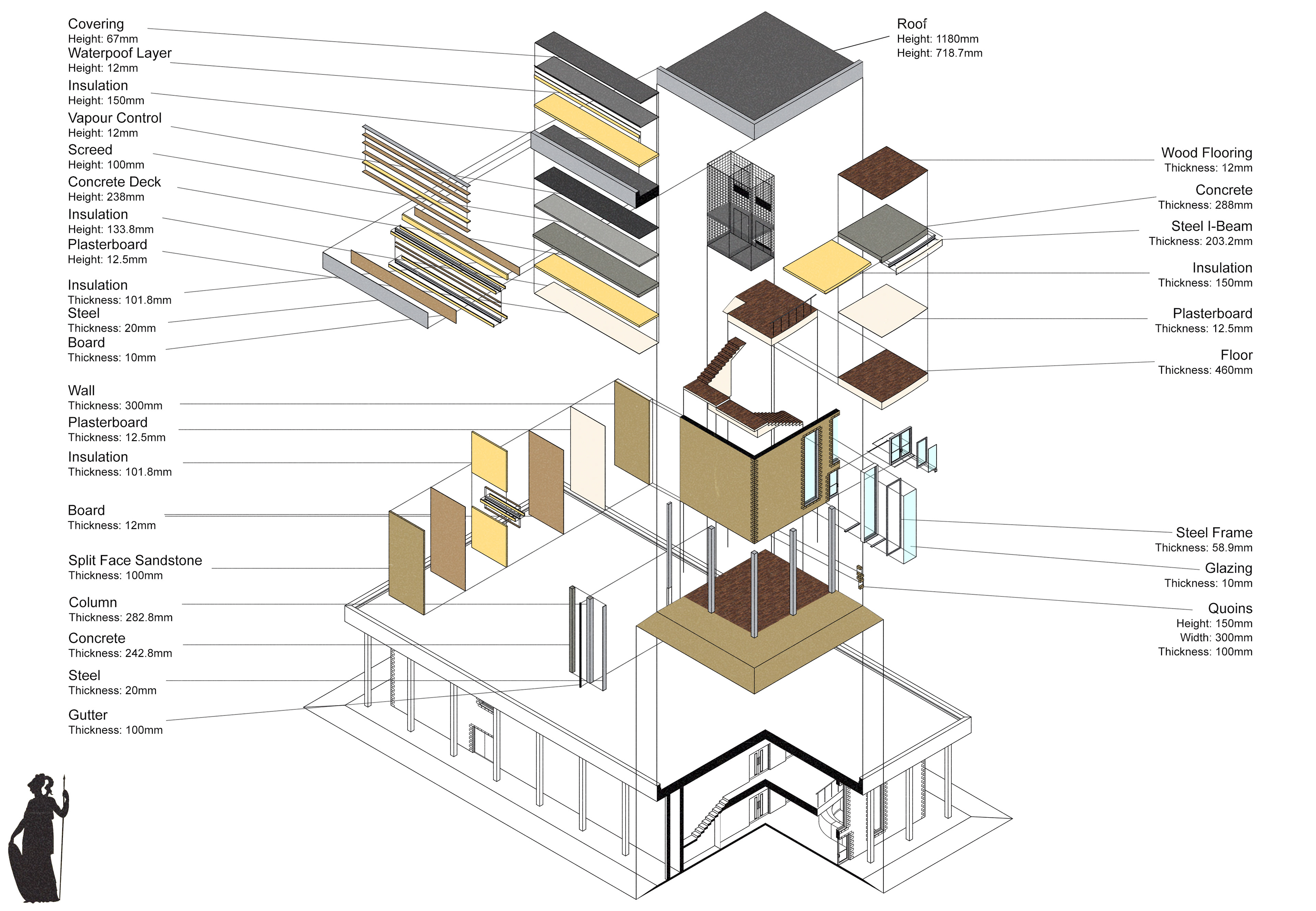 Exploded Axonometric of Art Gallery