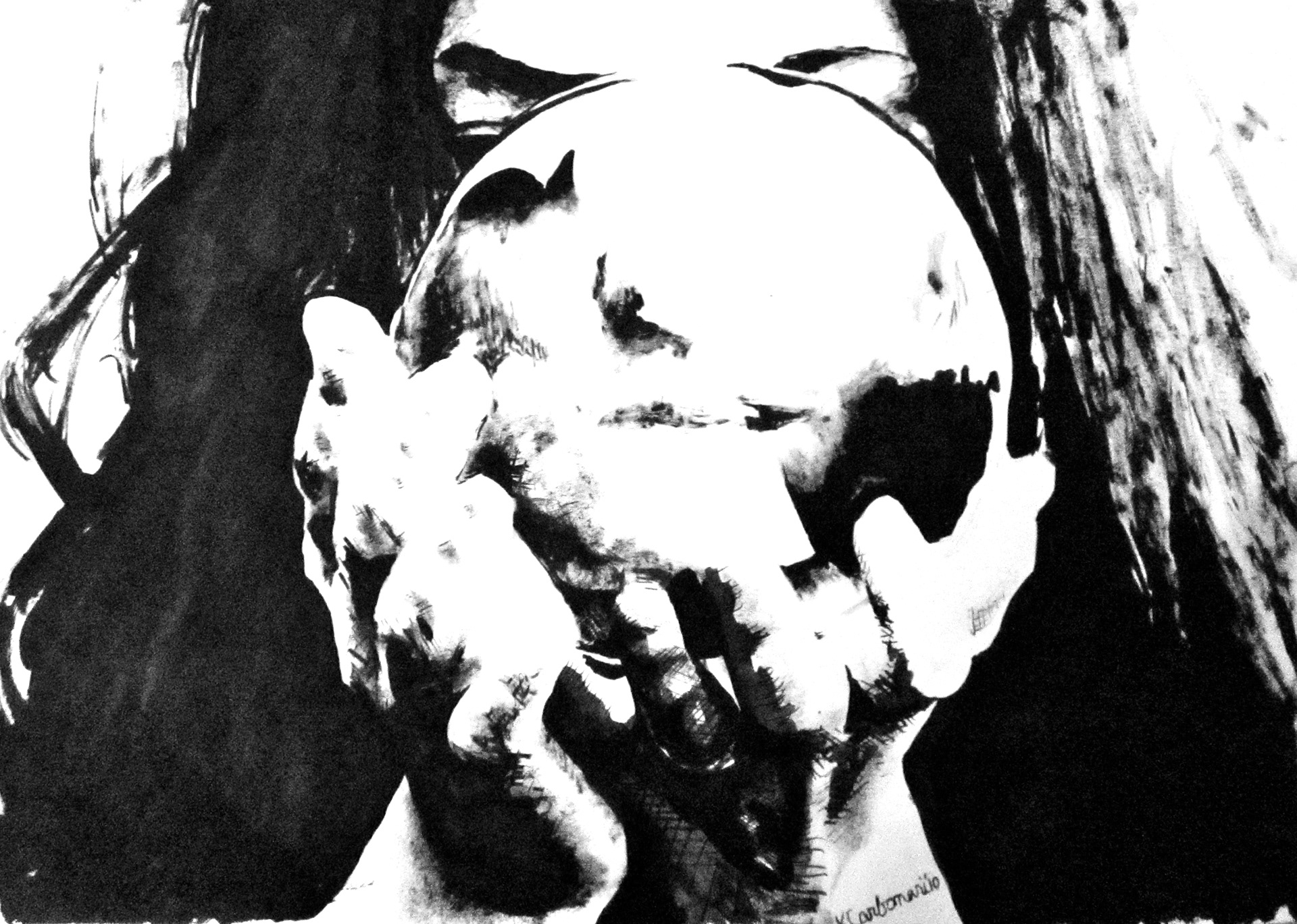 "Seer", Ink on Paper, 9x12"