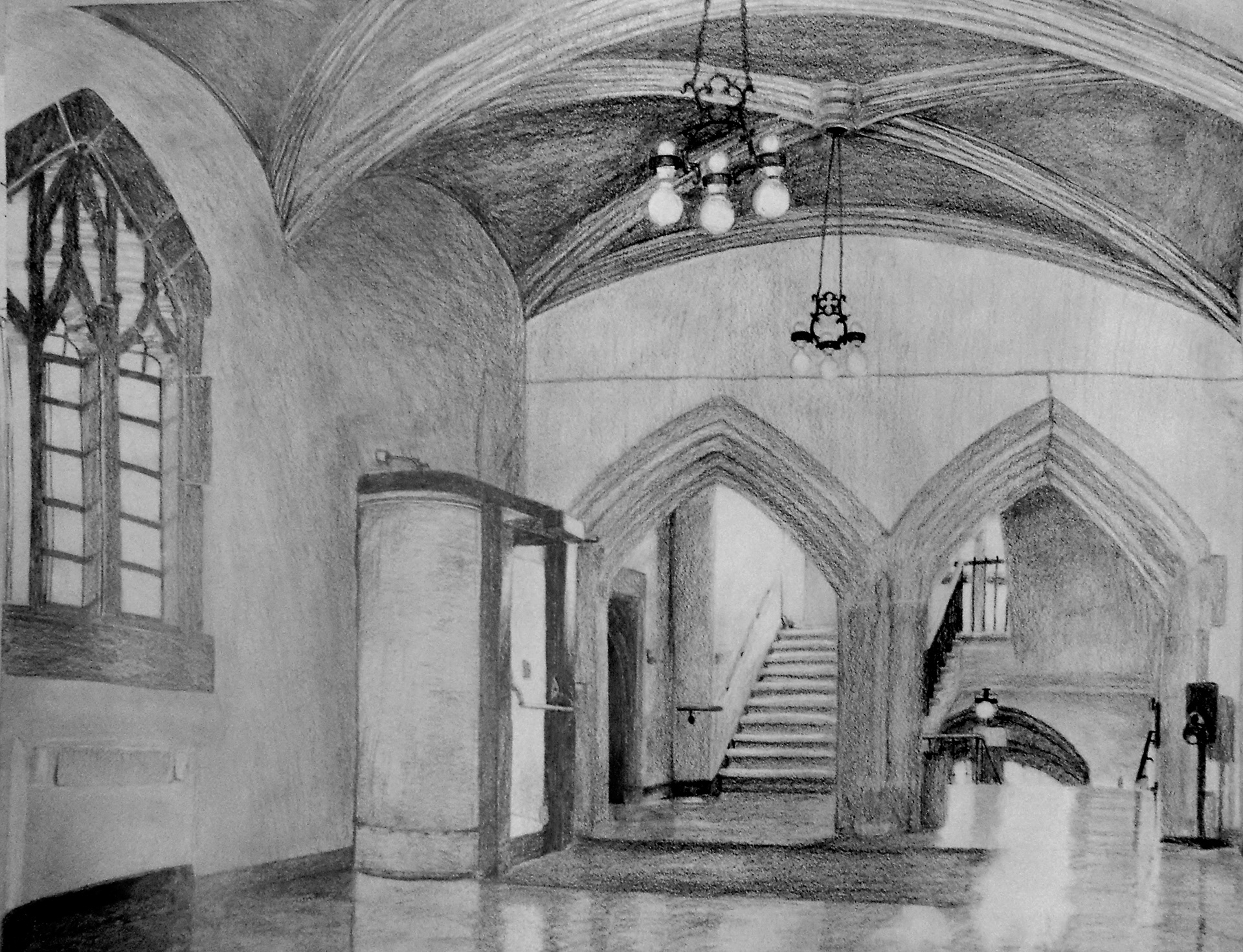 Room Study, Graphite on Paper, 18x24"