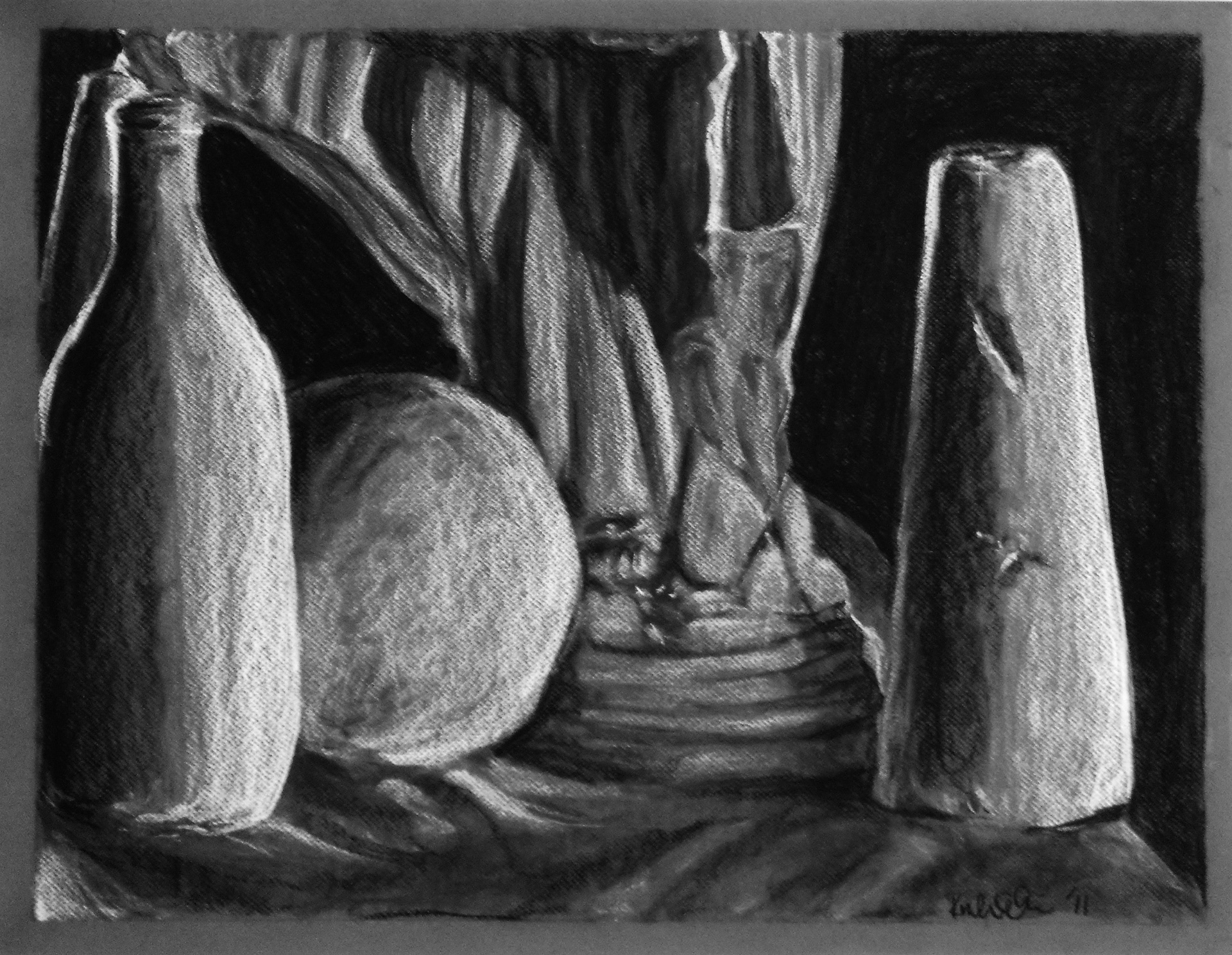 Table Study, Charcoal on Paper, 18x24"
