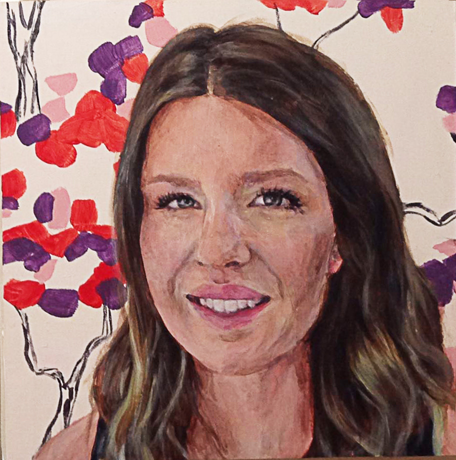 "Sarah", Acrylic Paint on Wood, 4x4"