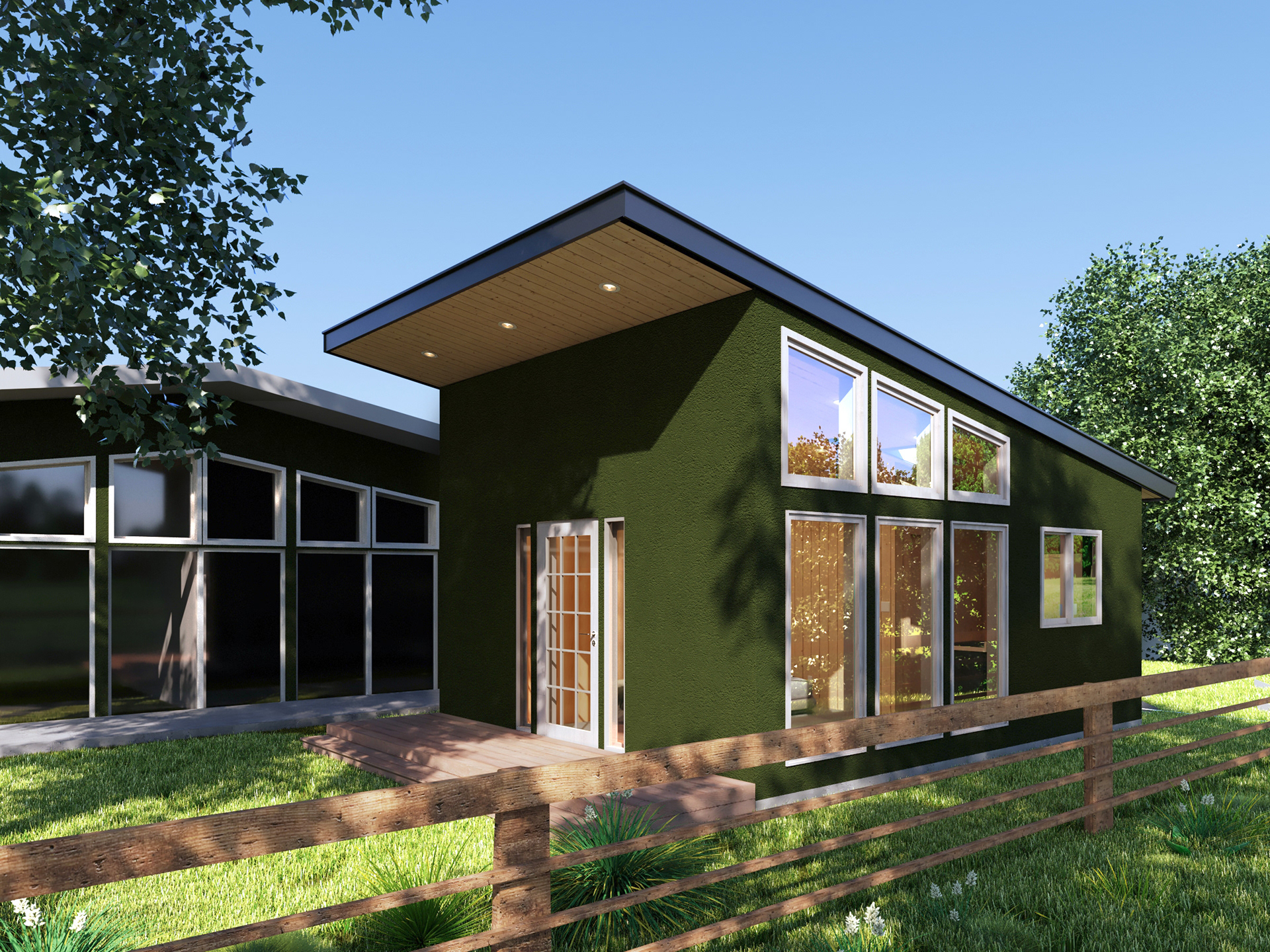 Custom accessory dwelling unit design with outdoor seating area
