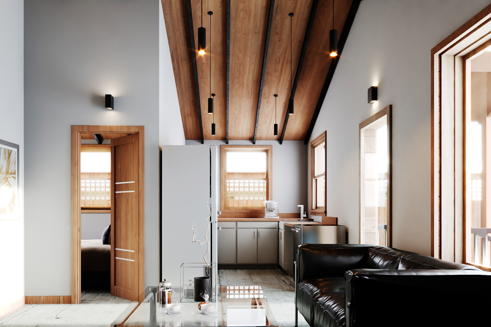Interior view of the Payran Accessory Dwelling Unit showing the open living space with natural lighting