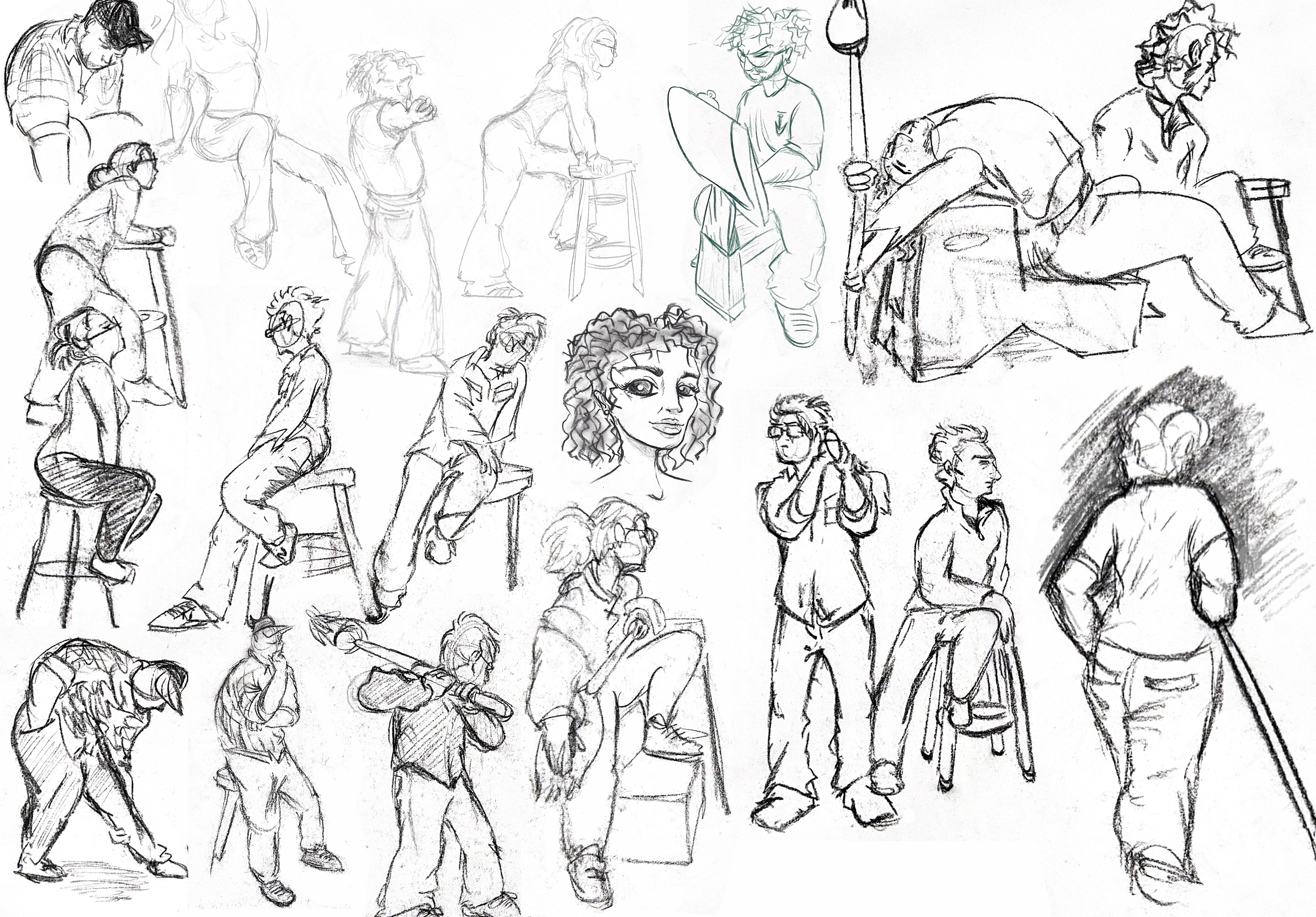 5 Minute figure drawings - Classmates