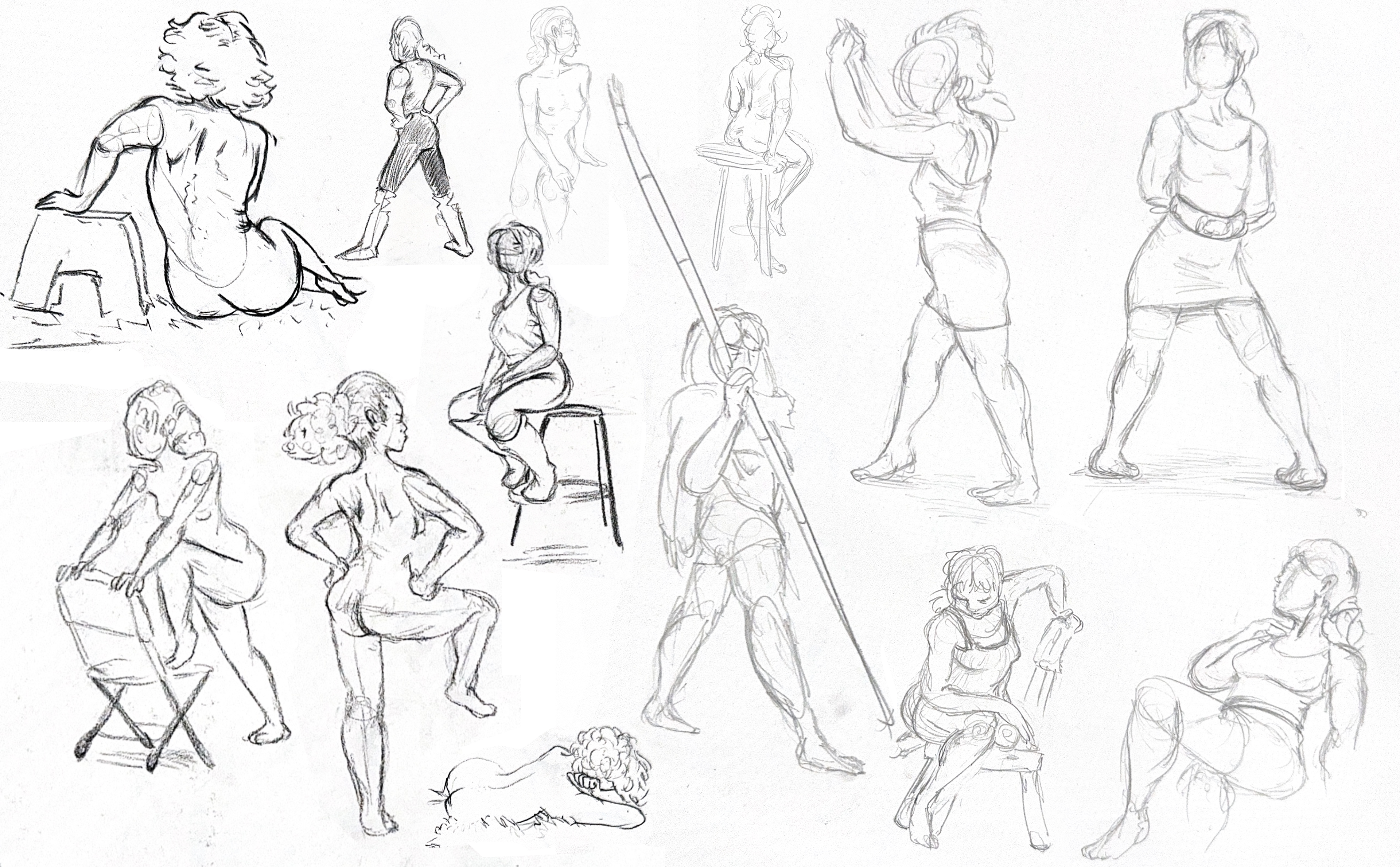 5 Minute figure drawings - petite female model