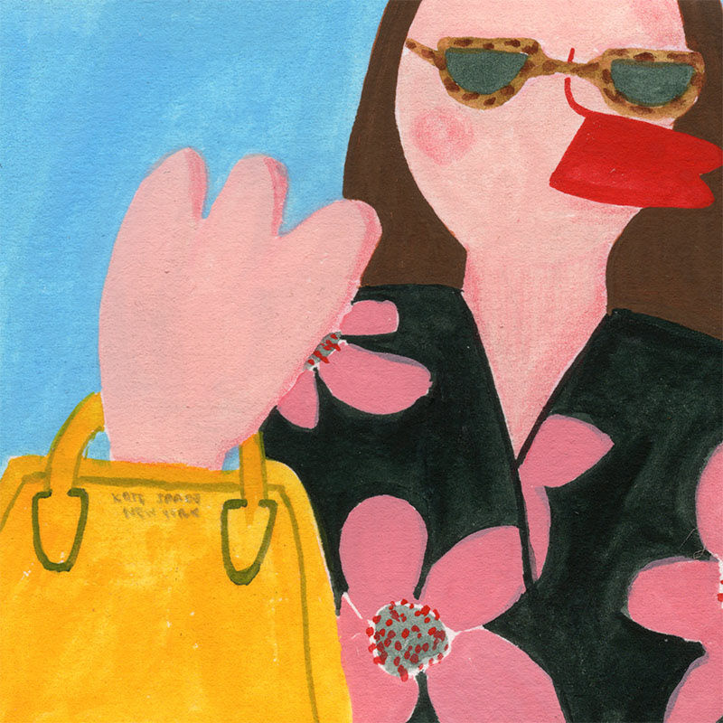 Duck lady wearing Kate Spade