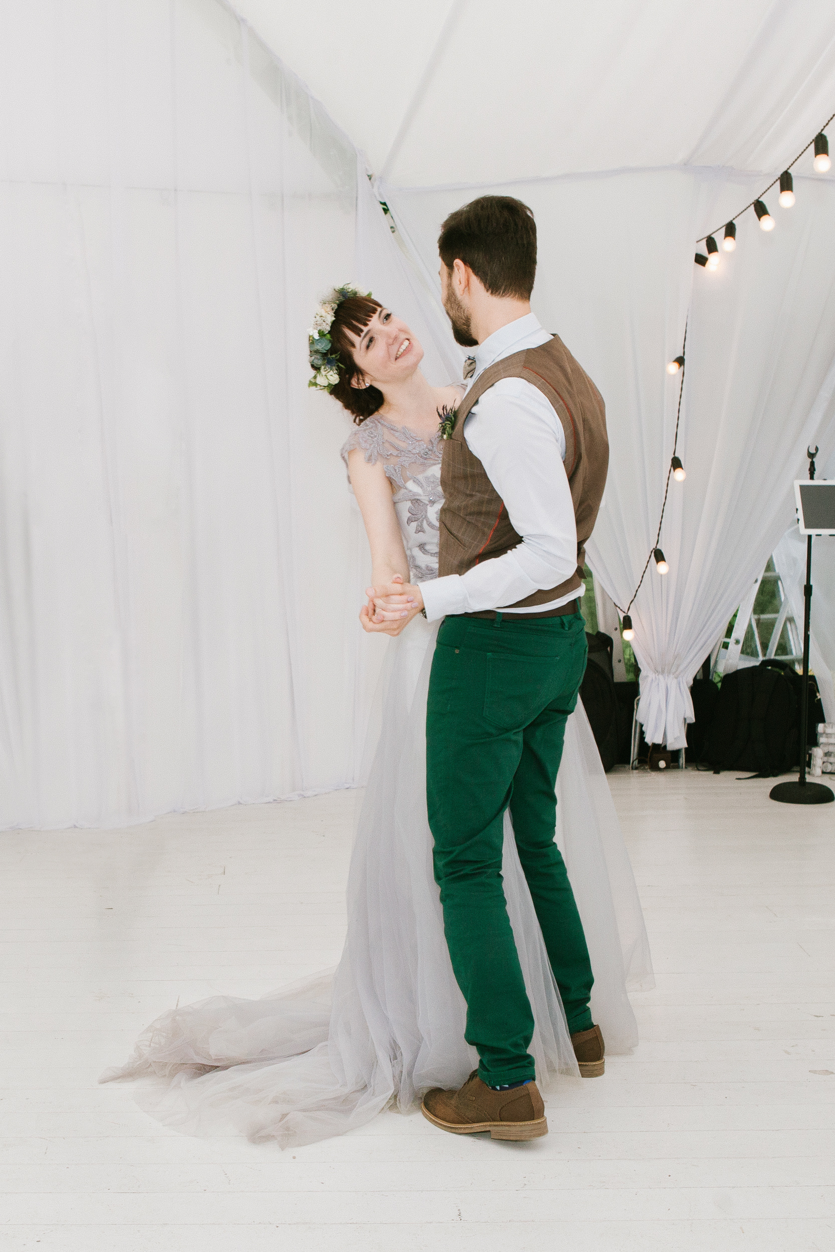 The couple shares their first dance