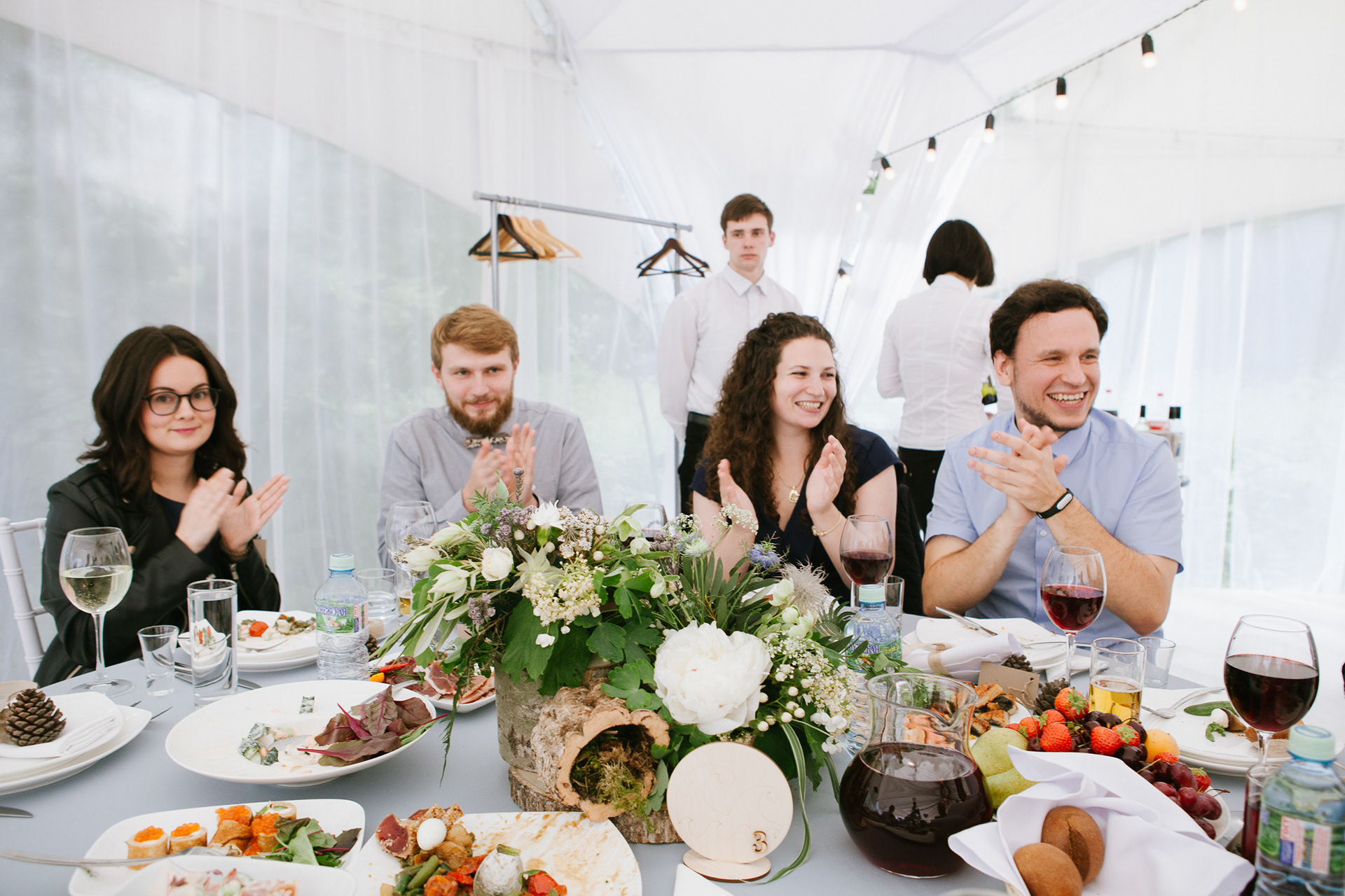 Sharing a special moment during a wedding dinner