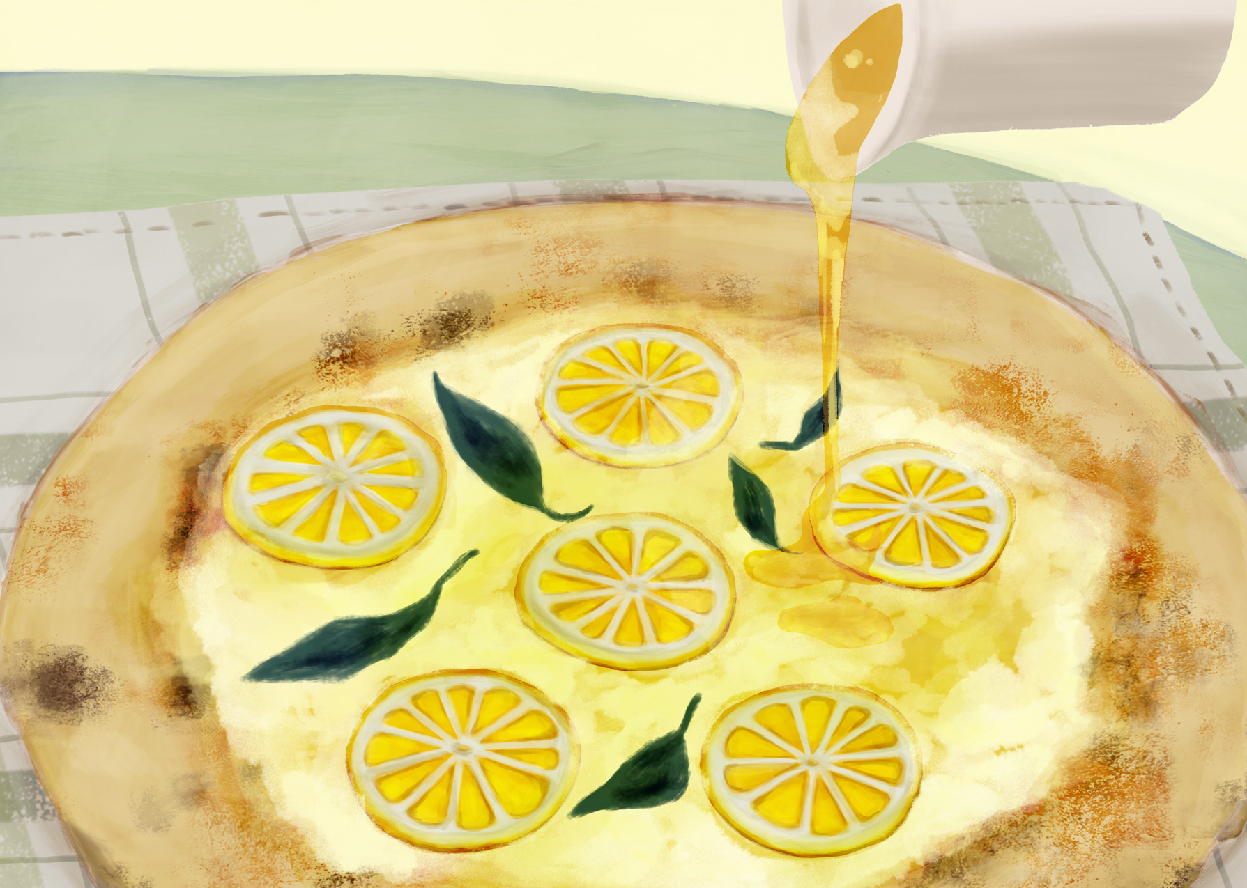檸檬とゴルゴンゾーラのピザ