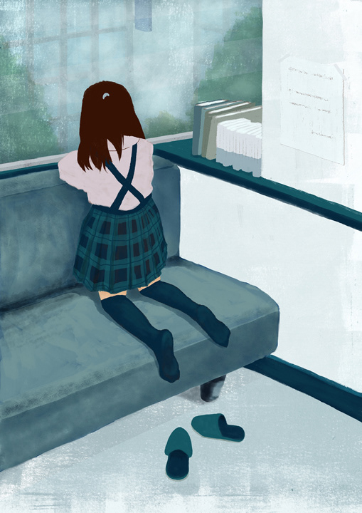 Rainy View in the Waiting Room / 雨の日の待合室